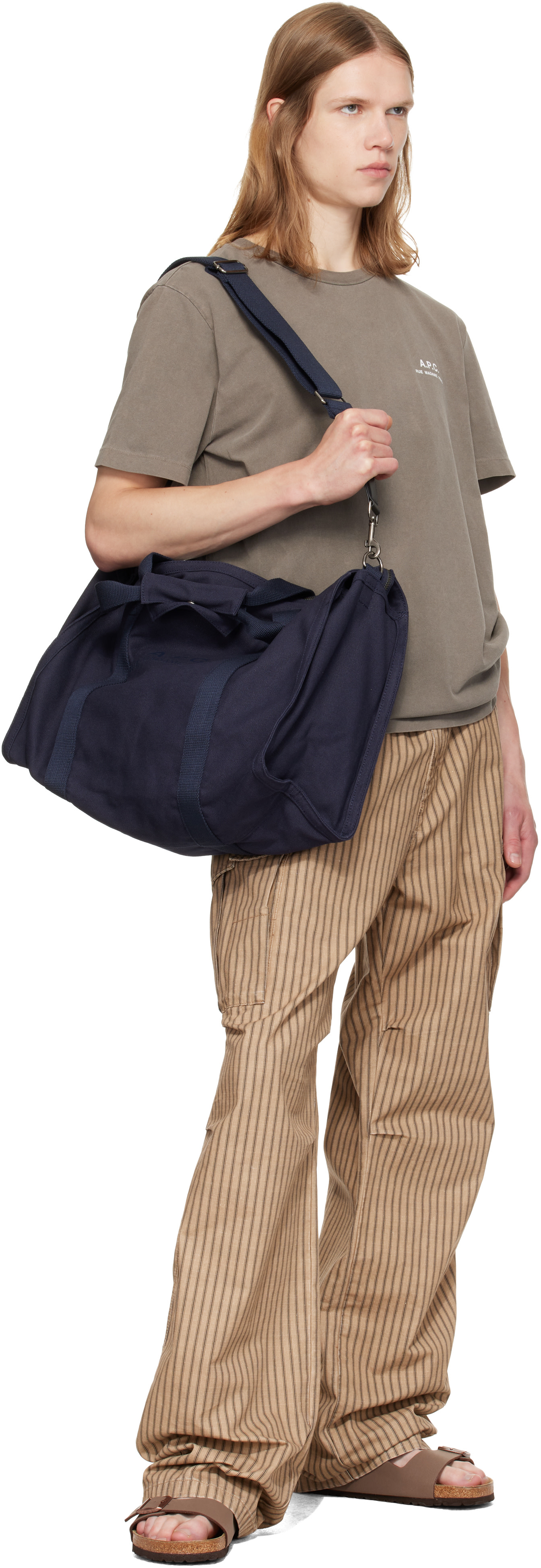A.P.C. - Navy Drummer Toile Small Tote