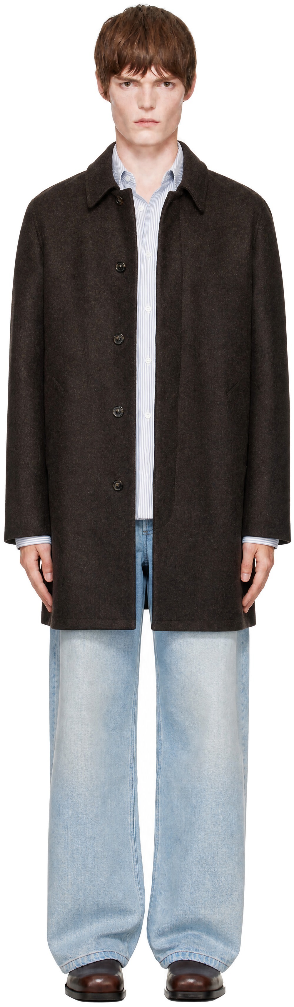 A.P.C. - Brown Auster Woollen Cloth Mac Coat