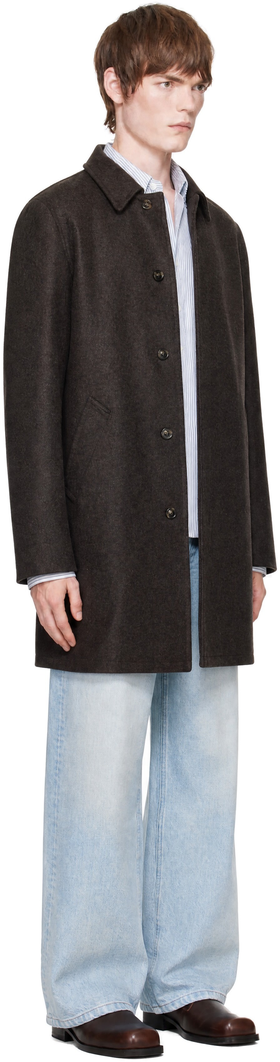A.P.C. - Brown Auster Woollen Cloth Mac Coat