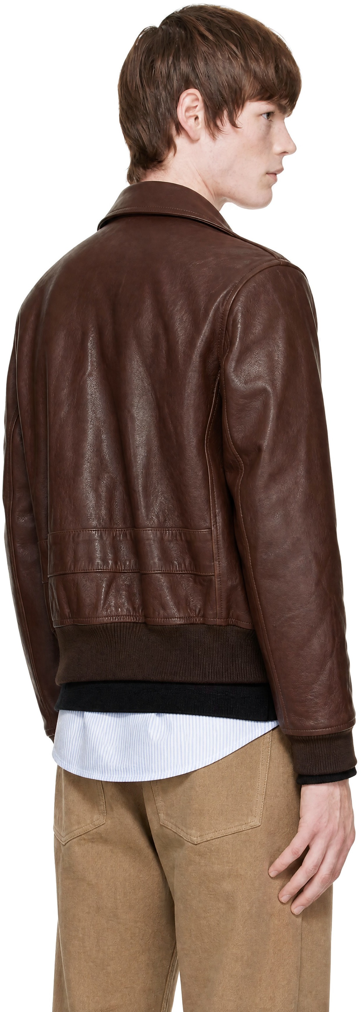 A.P.C. - Brown Short Leather Jacket