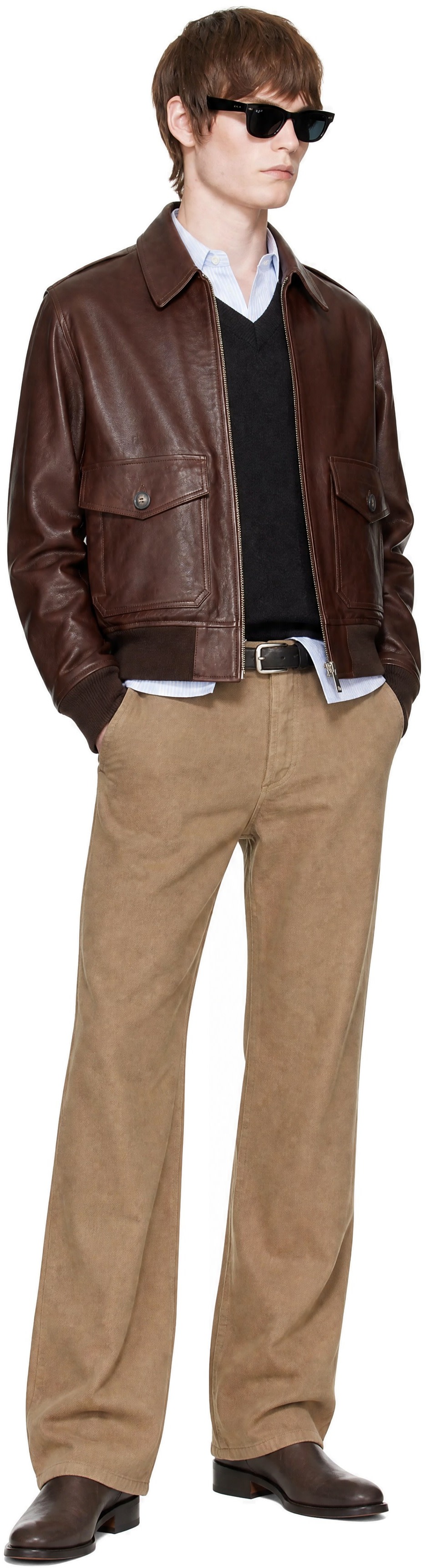 A.P.C. - Brown Short Leather Jacket