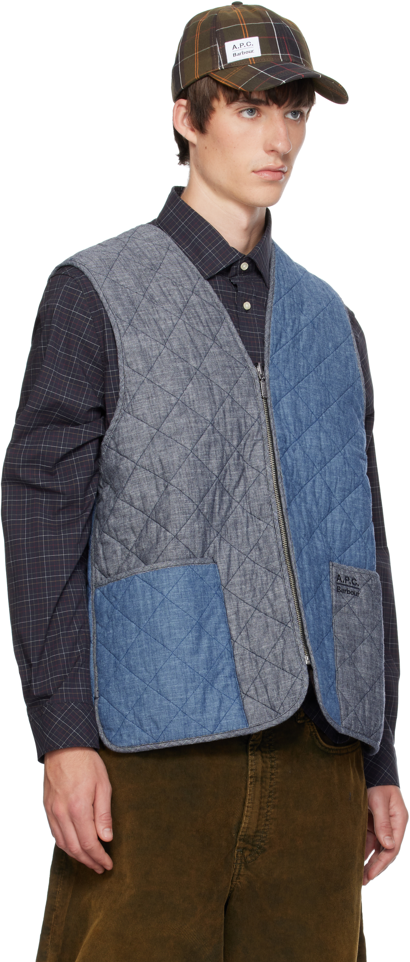 Barbour QUILT LINER VEST ベスト steven alan A.P.C.: Blue Barbour Edition Zip-In Quilt Liner Vest | SSENSE