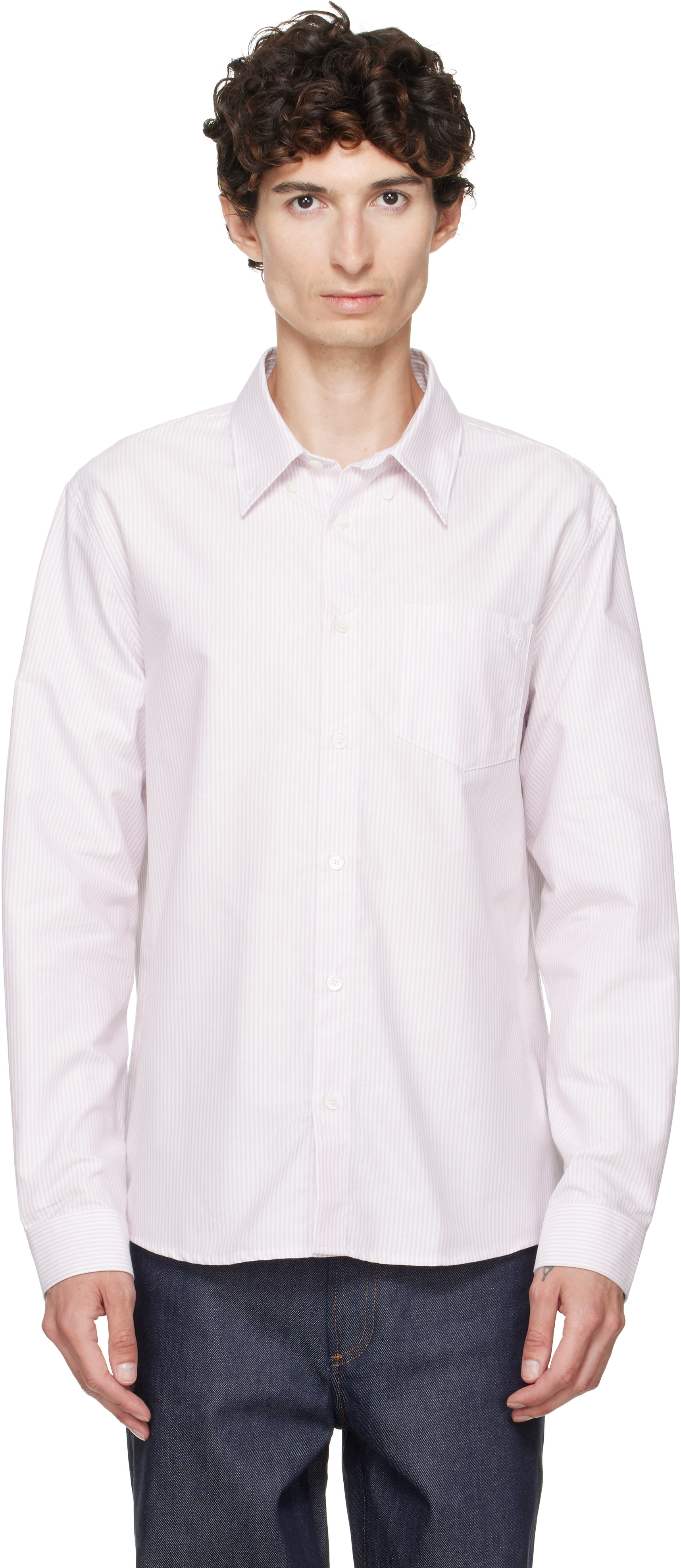 A.P.C. - Chemise Greg rose et blanc