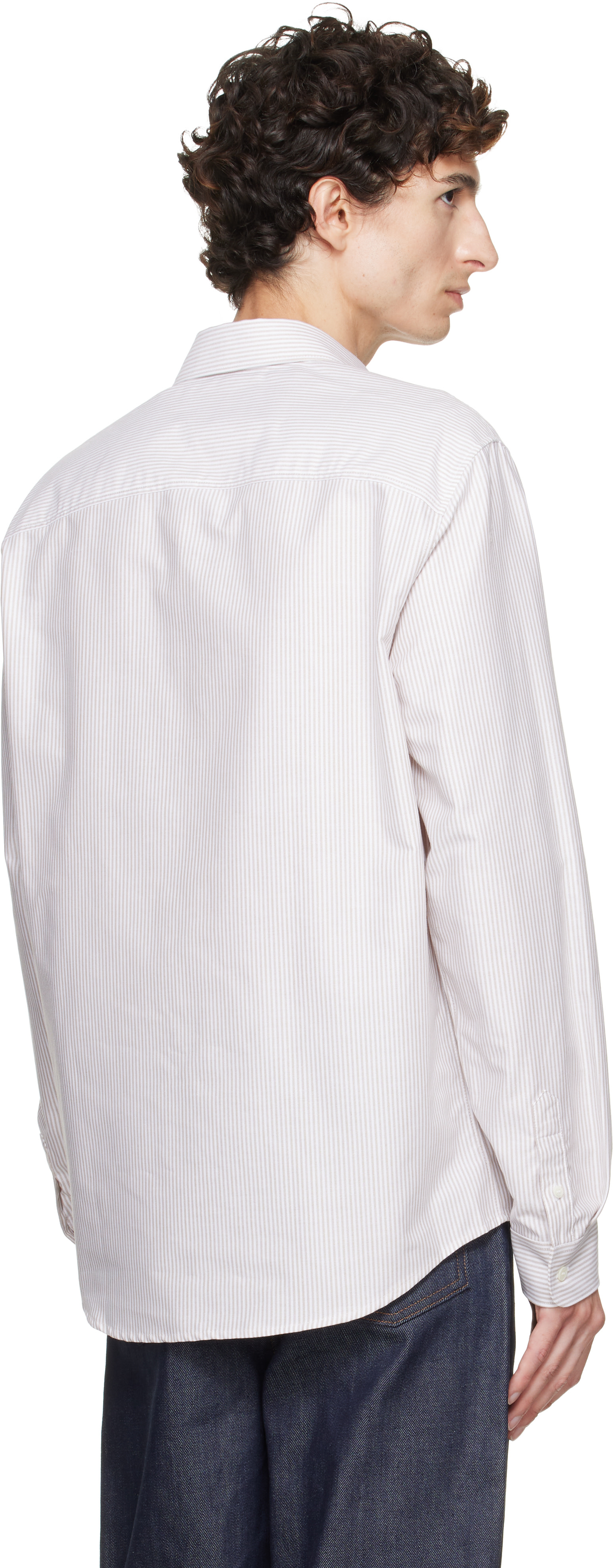 A.P.C. - Chemise Greg beige et blanc
