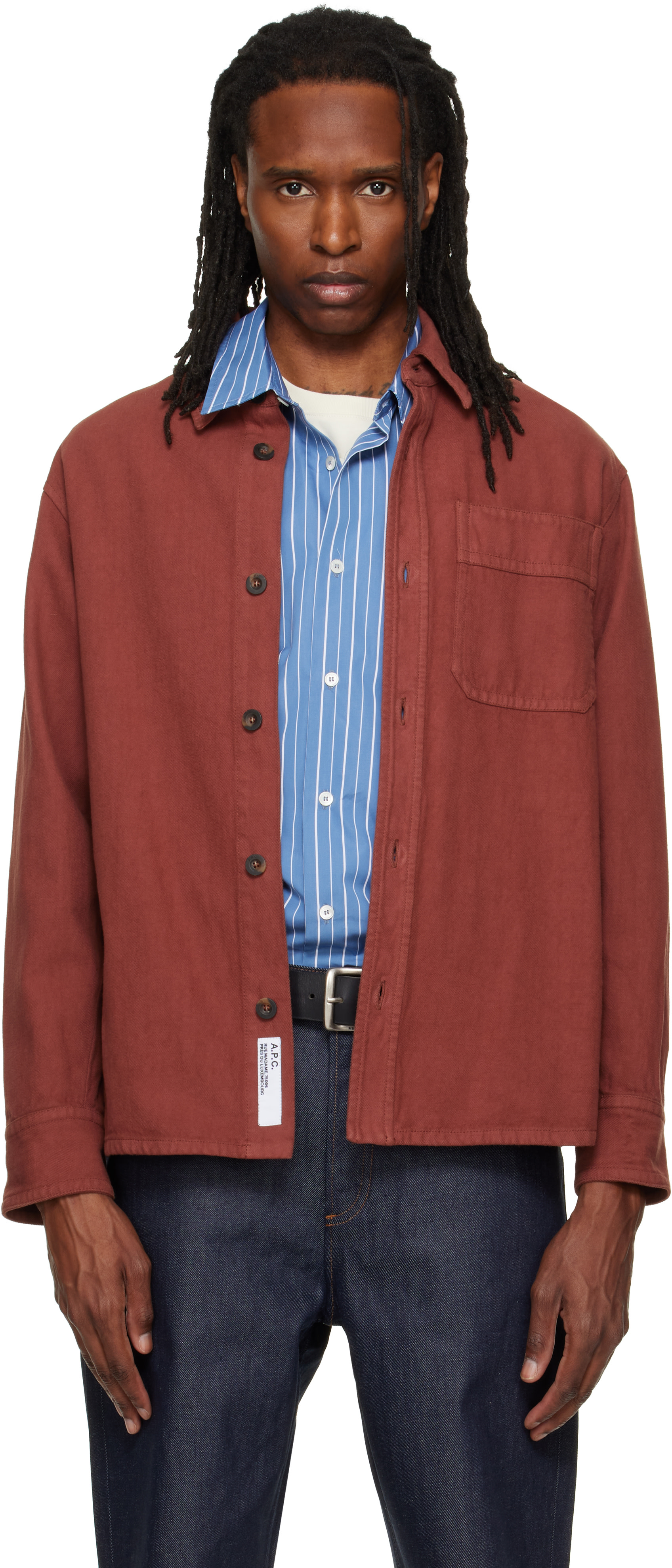 A.P.C. - Burgundy Basile Logo Overshirt