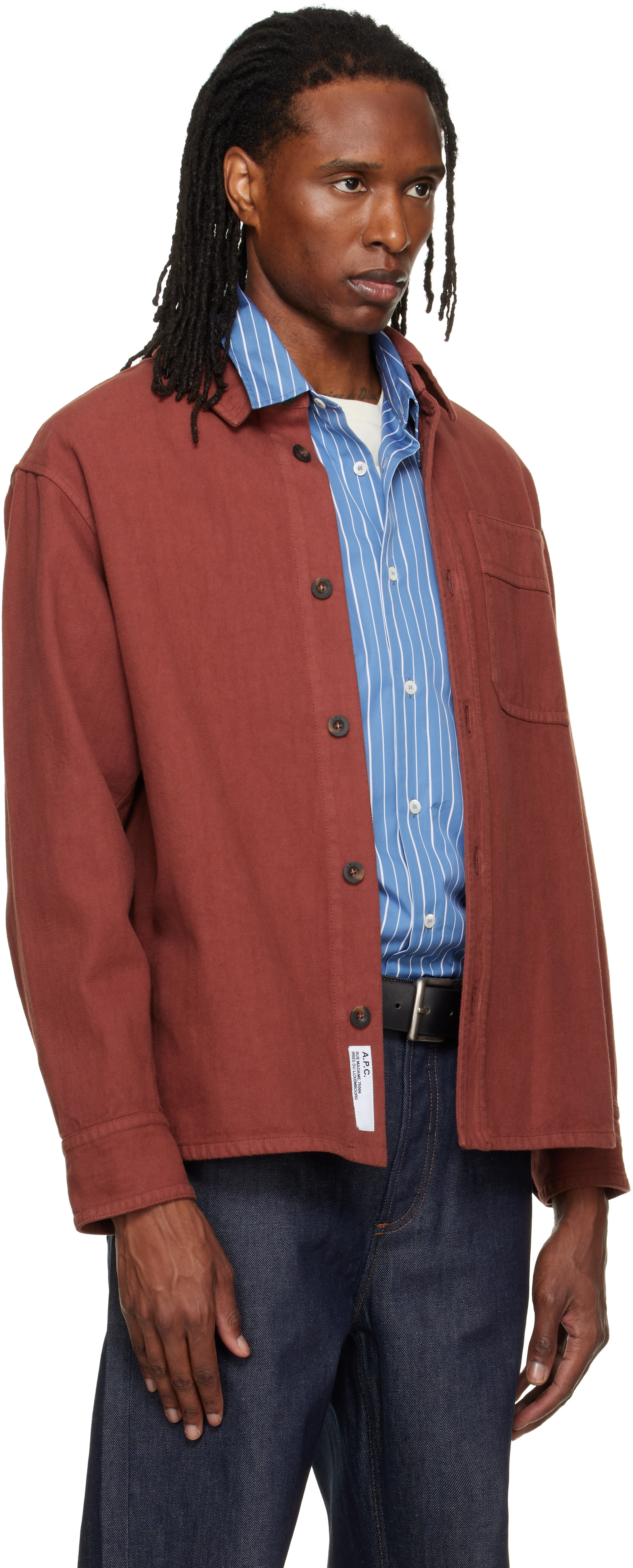 A.P.C. - Burgundy Basile Logo Overshirt