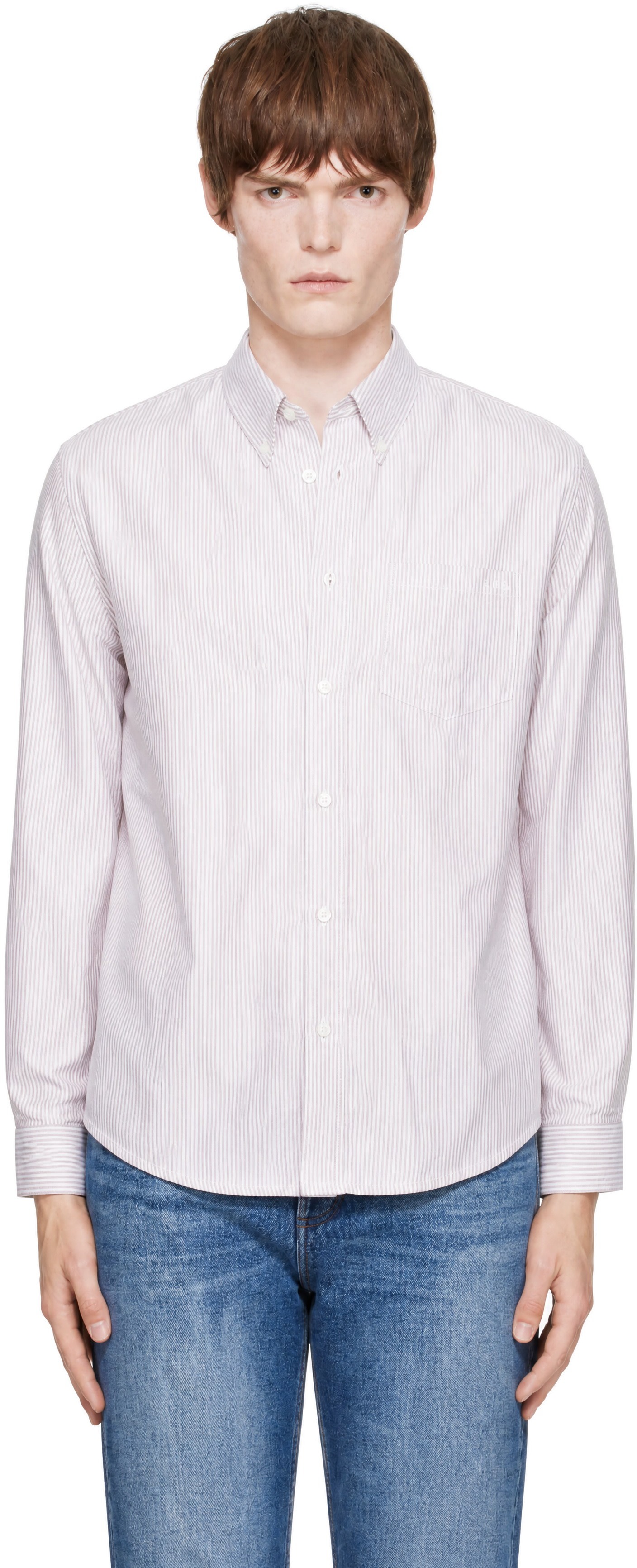 A.P.C. - Chemise Greg brun clair et blanc