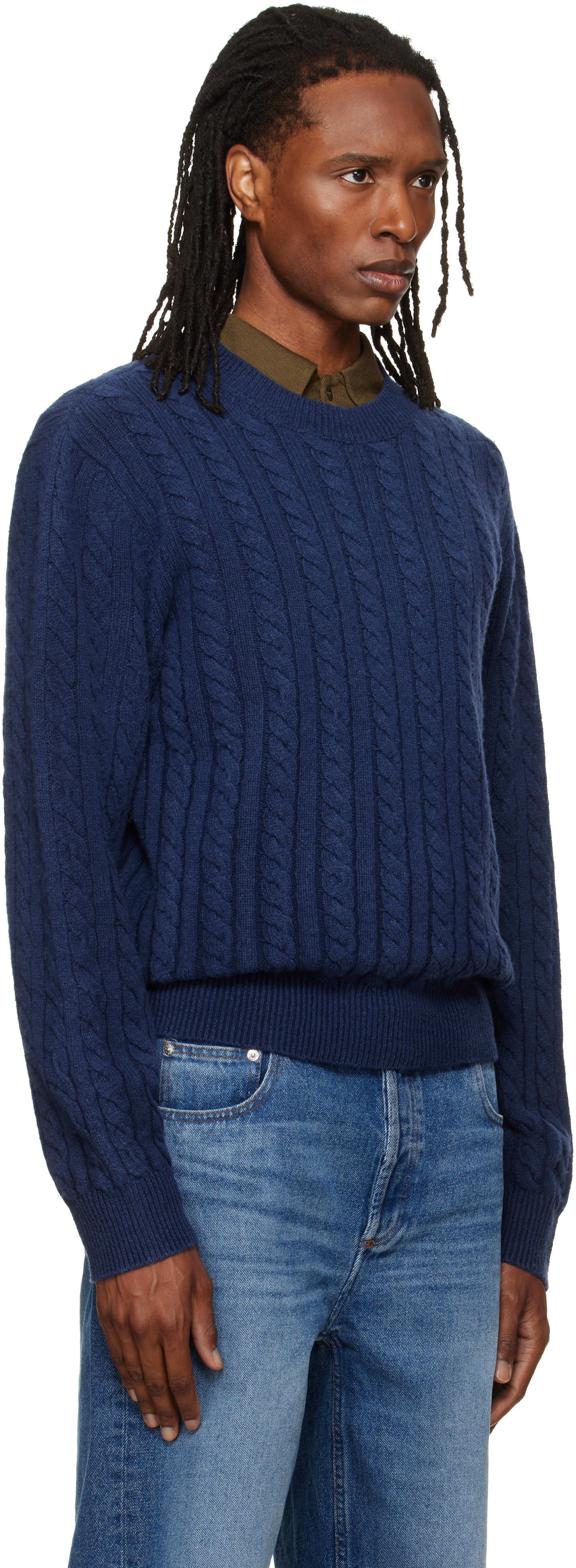 A.P.C. - Navy Oversized Cable-Knit Sweater
