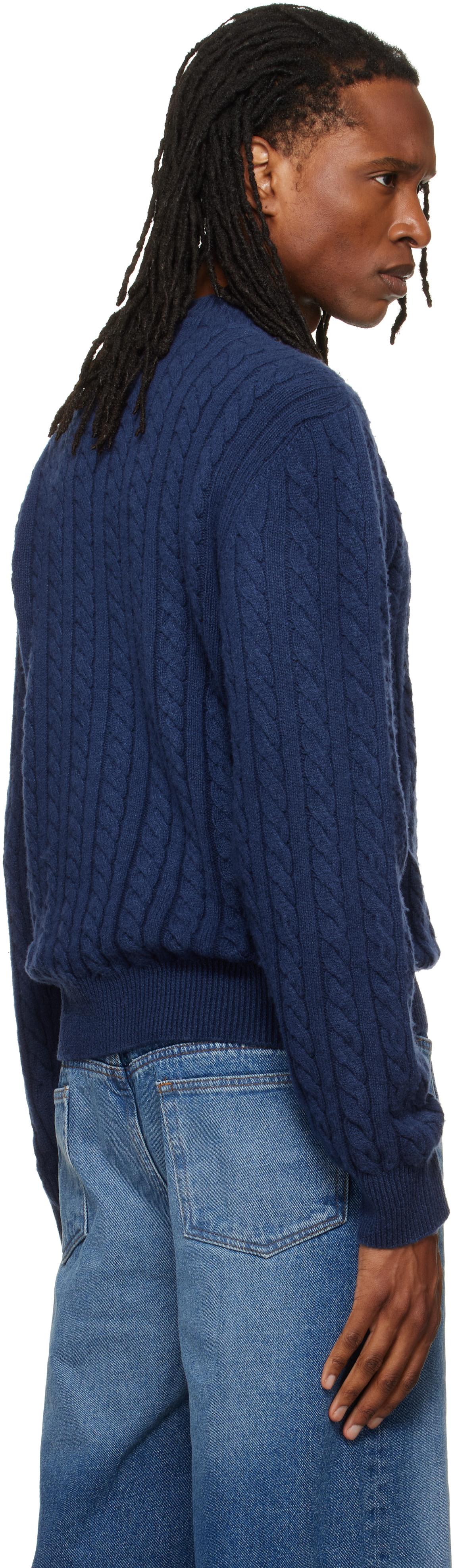 A.P.C. - Navy Oversized Cable-Knit Sweater