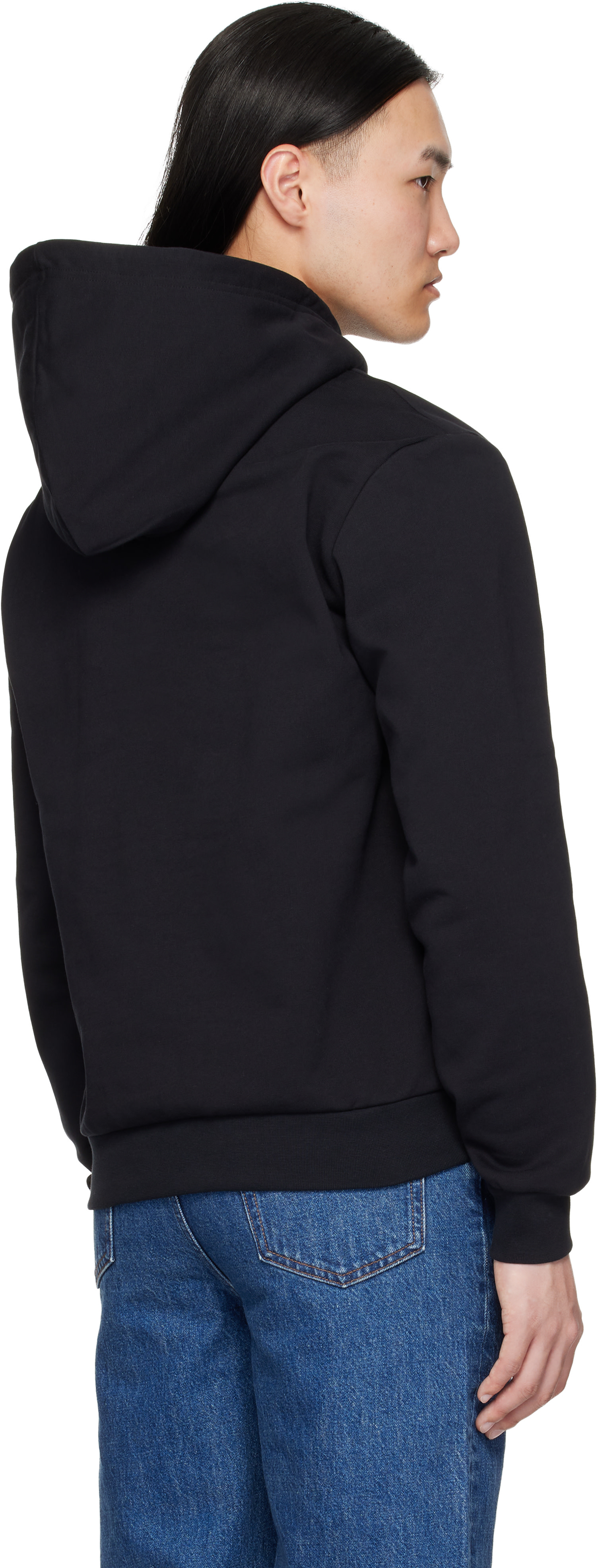 A.P.C. - Pull à capuche noir à logo Rue Madame