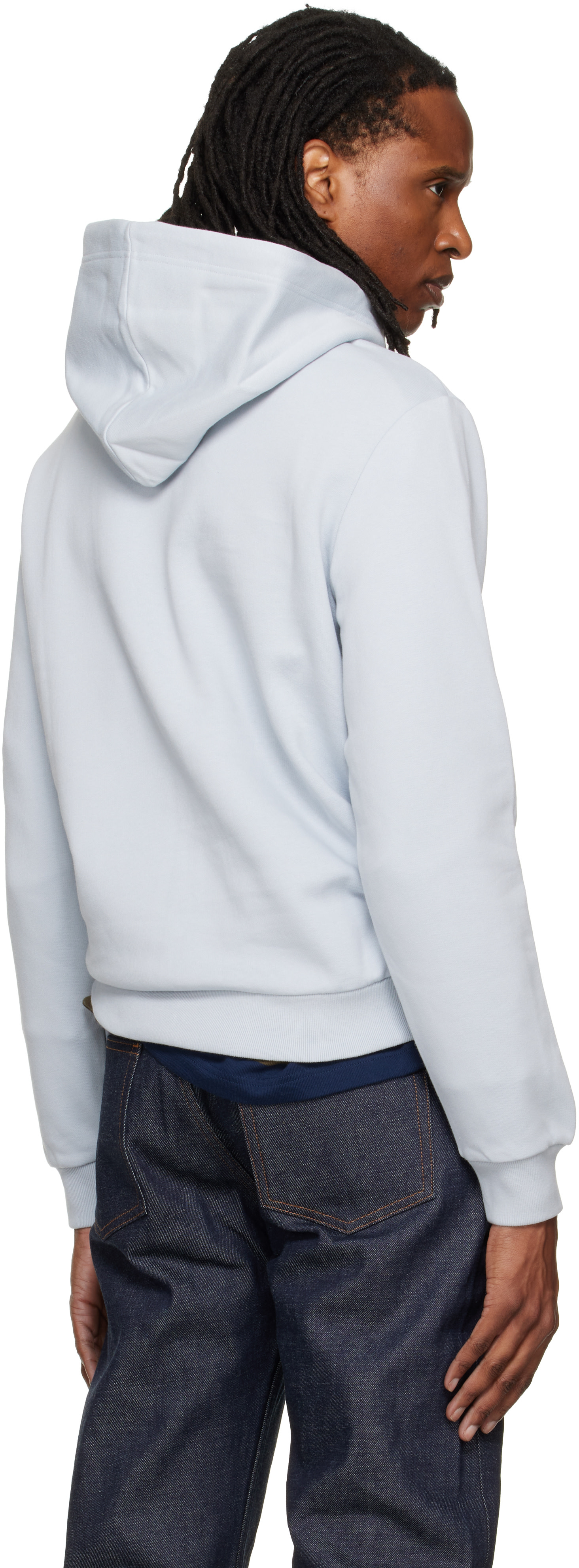 A.P.C. - Pull à capuche bleu à logo Rue Madame