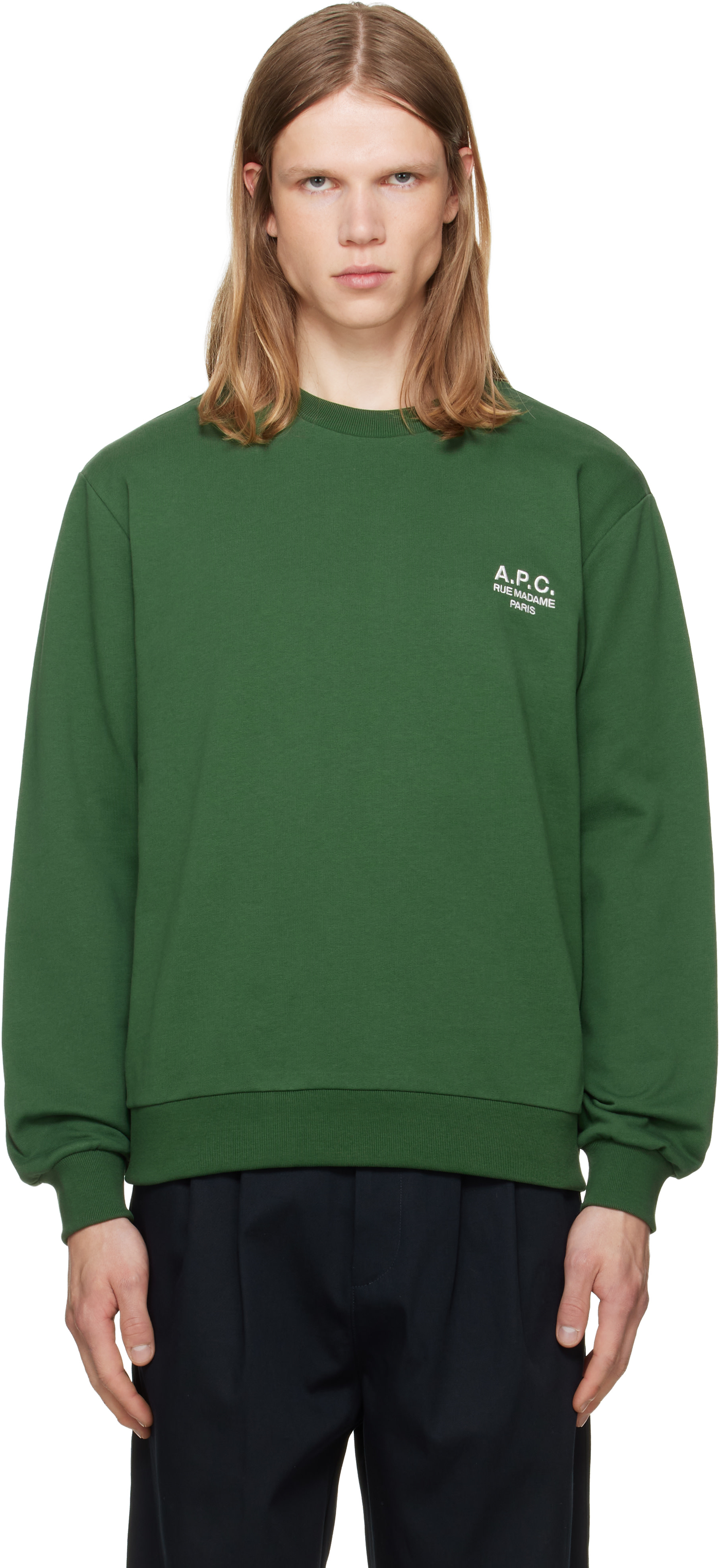 A.P.C.: Green Standard 'Rue Madame' Sweatshirt | SSENSE