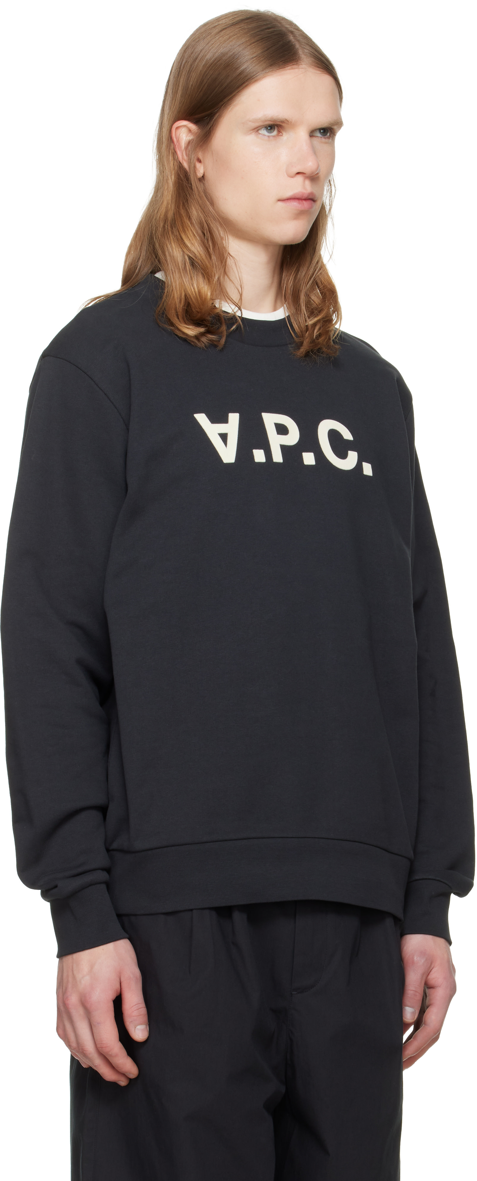 A.P.C. - Pull molletonné noir à grand logo V.P.C.