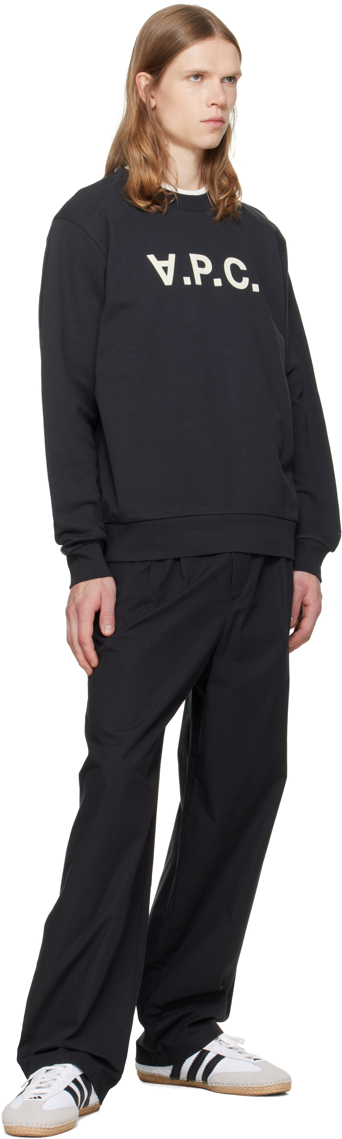 A.P.C. - Pull molletonné noir à grand logo V.P.C.