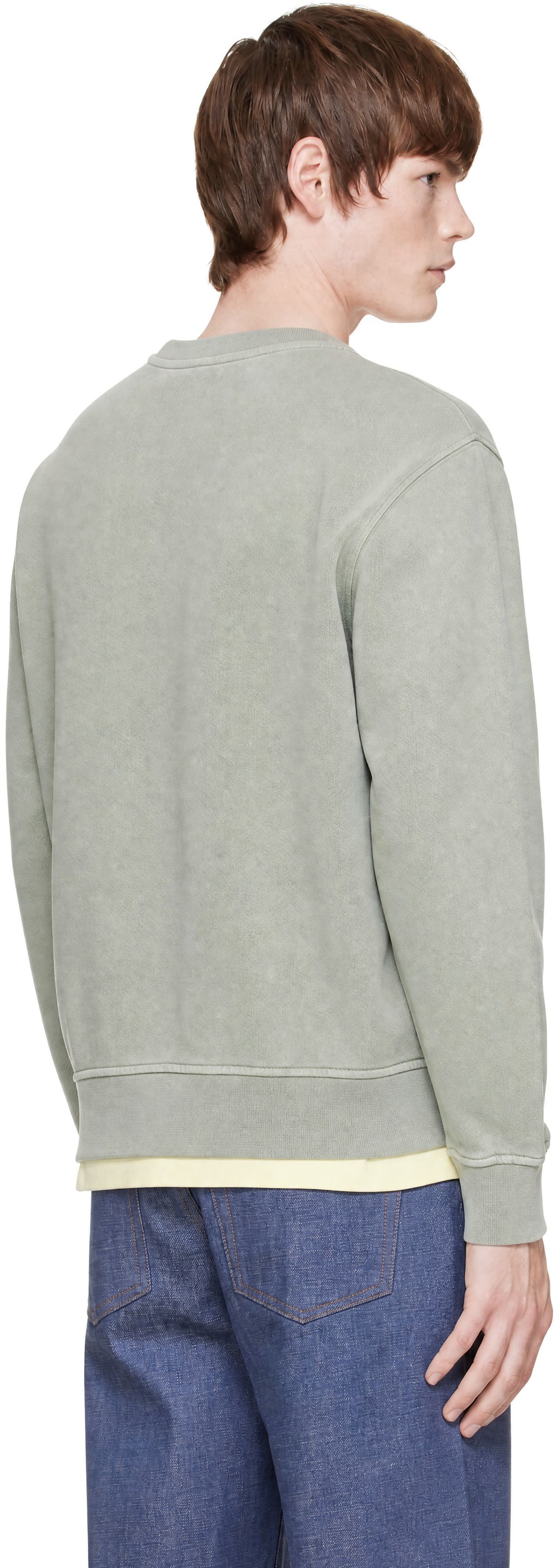 A.P.C. - Pull molletonné décontracté vert à logo
