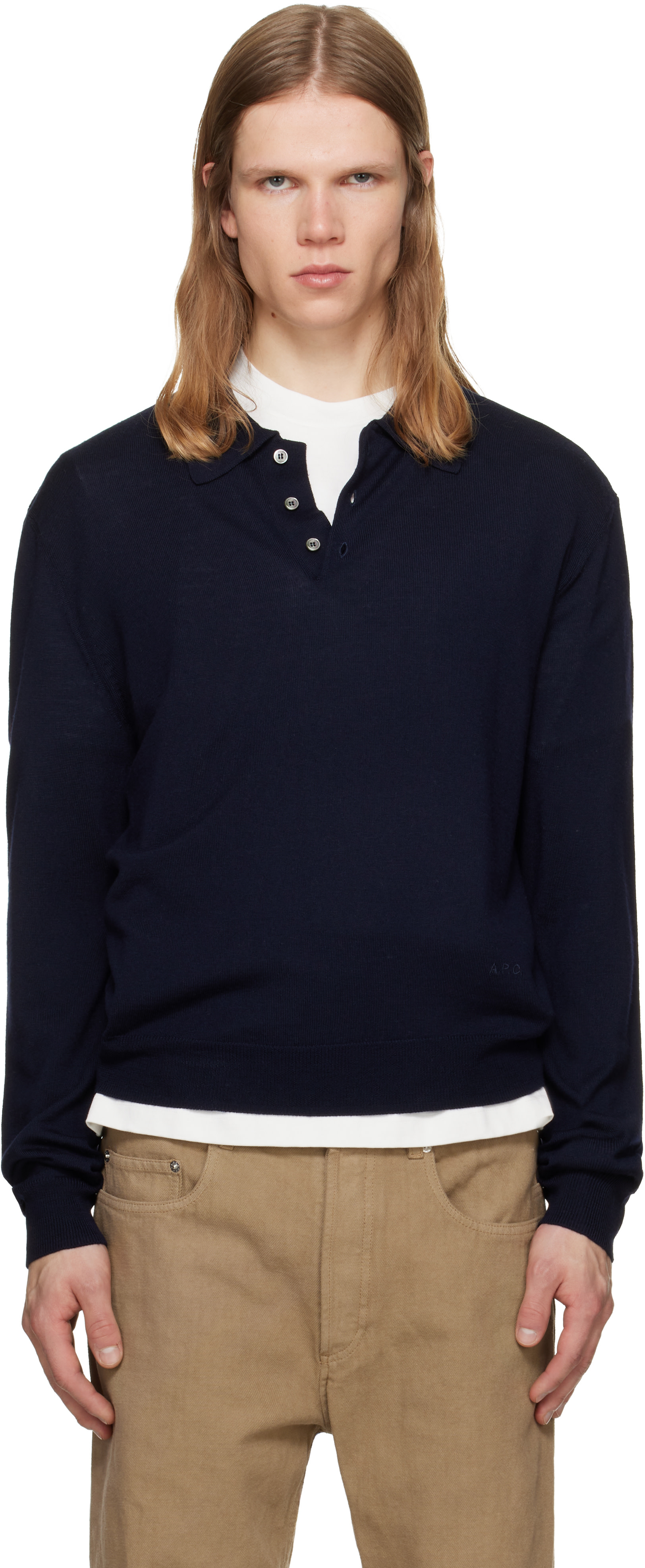 A.P.C. - Navy Riou Wool Polo