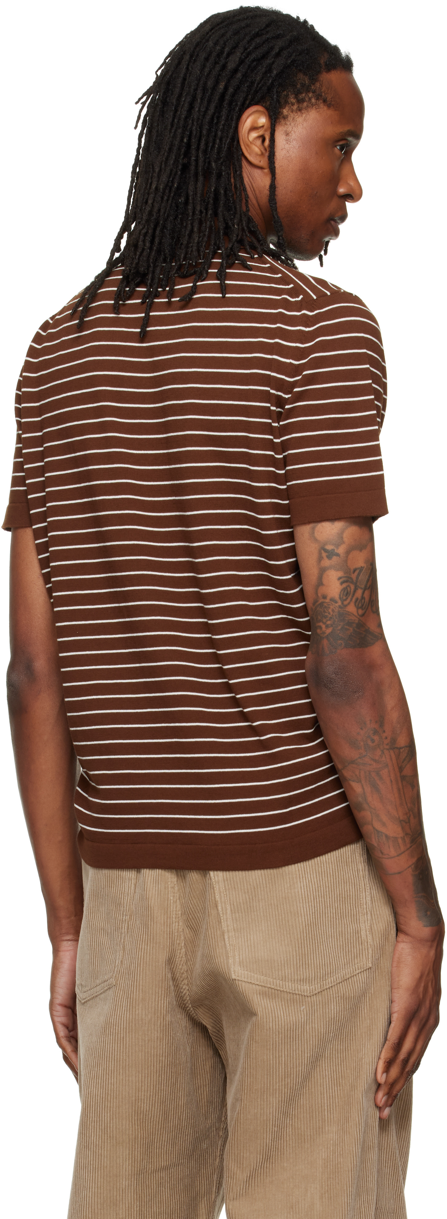 A.P.C. - Brown Fitted Striped Polo