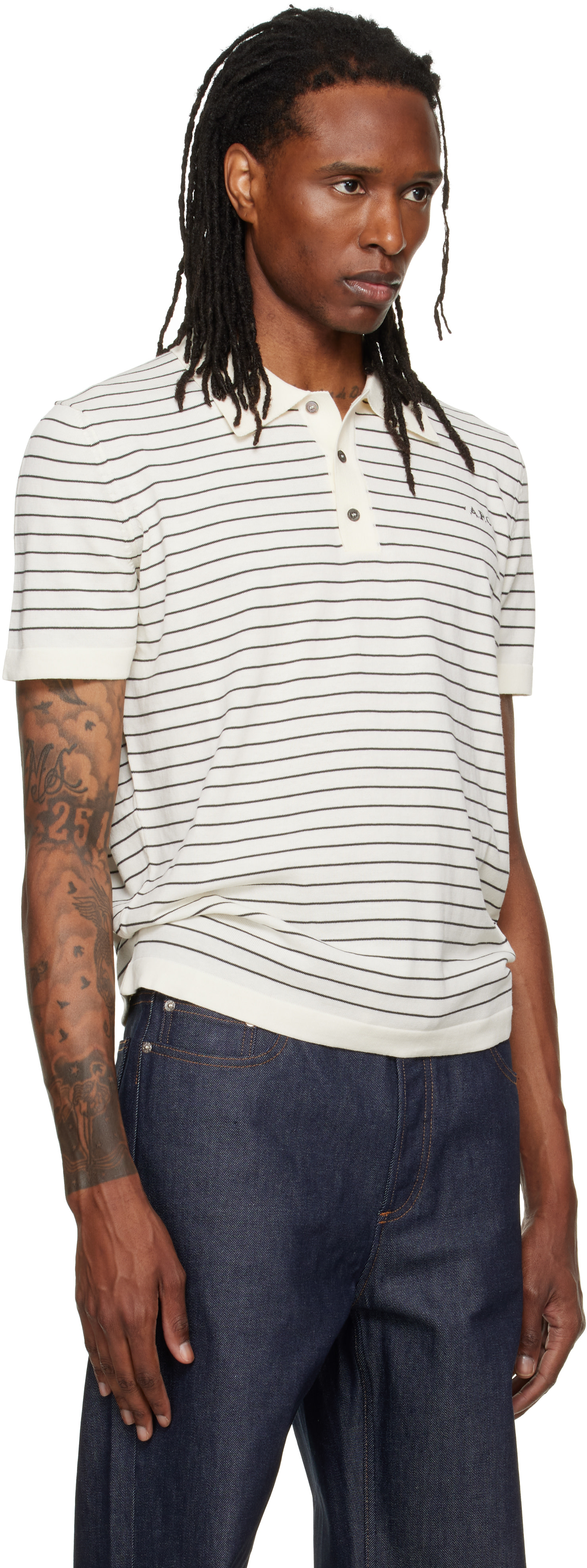 A.P.C. - Off-White Fitted Striped Polo