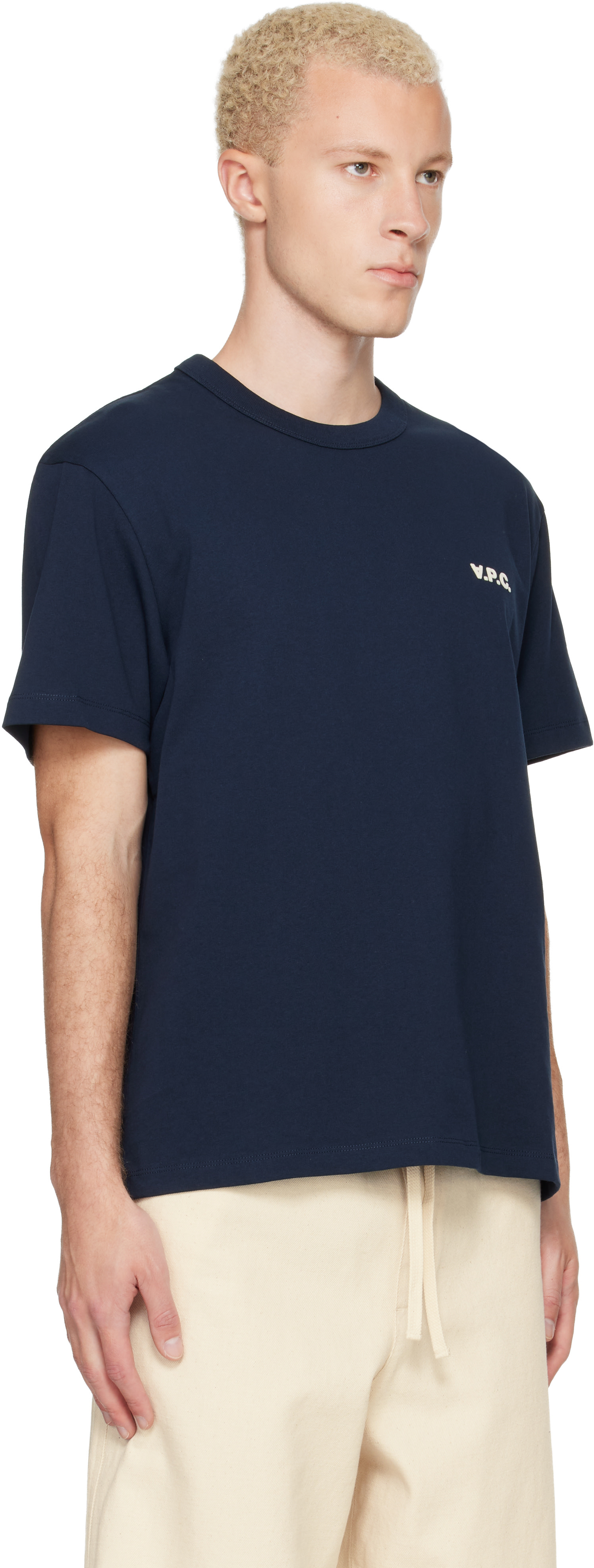 A.P.C.: Navy Boxy Petit 'VPC' T-shirt | SSENSE