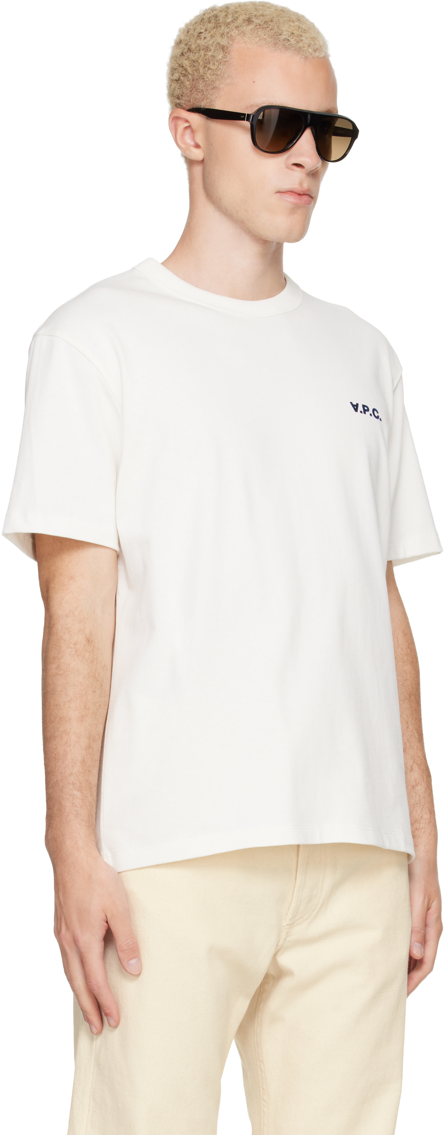 A.P.C.: Off-White Boxy Petit 'VPC' T-shirt | SSENSE