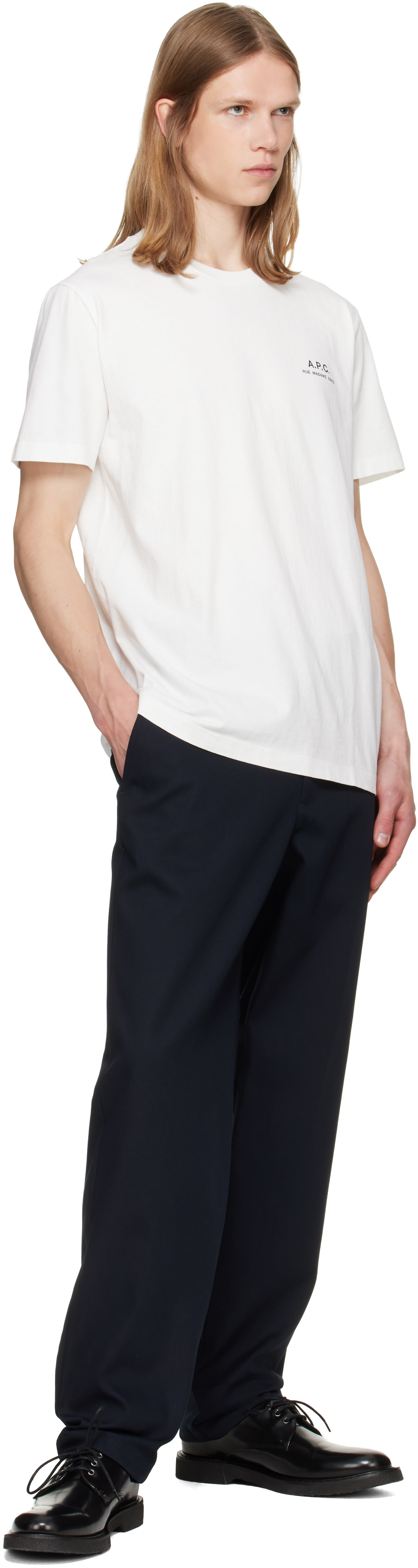 A.P.C.: ホワイト 'A.P.C. Rue Madame' Logo Tシャツ | SSENSE 日本