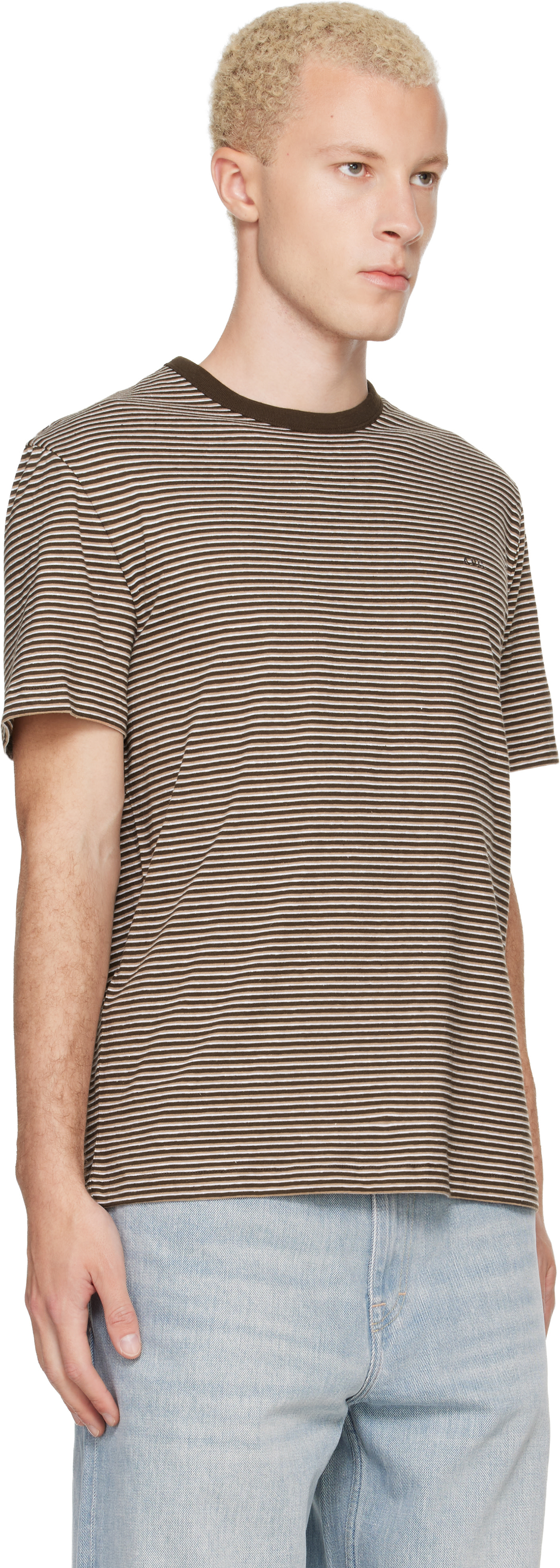 A.P.C. - T-shirt brun à rayures