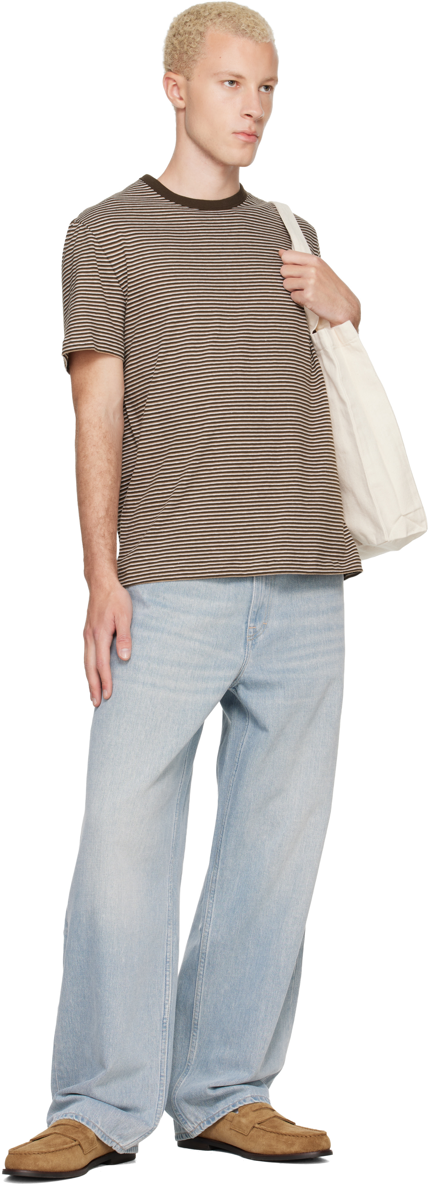 A.P.C. - T-shirt brun à rayures