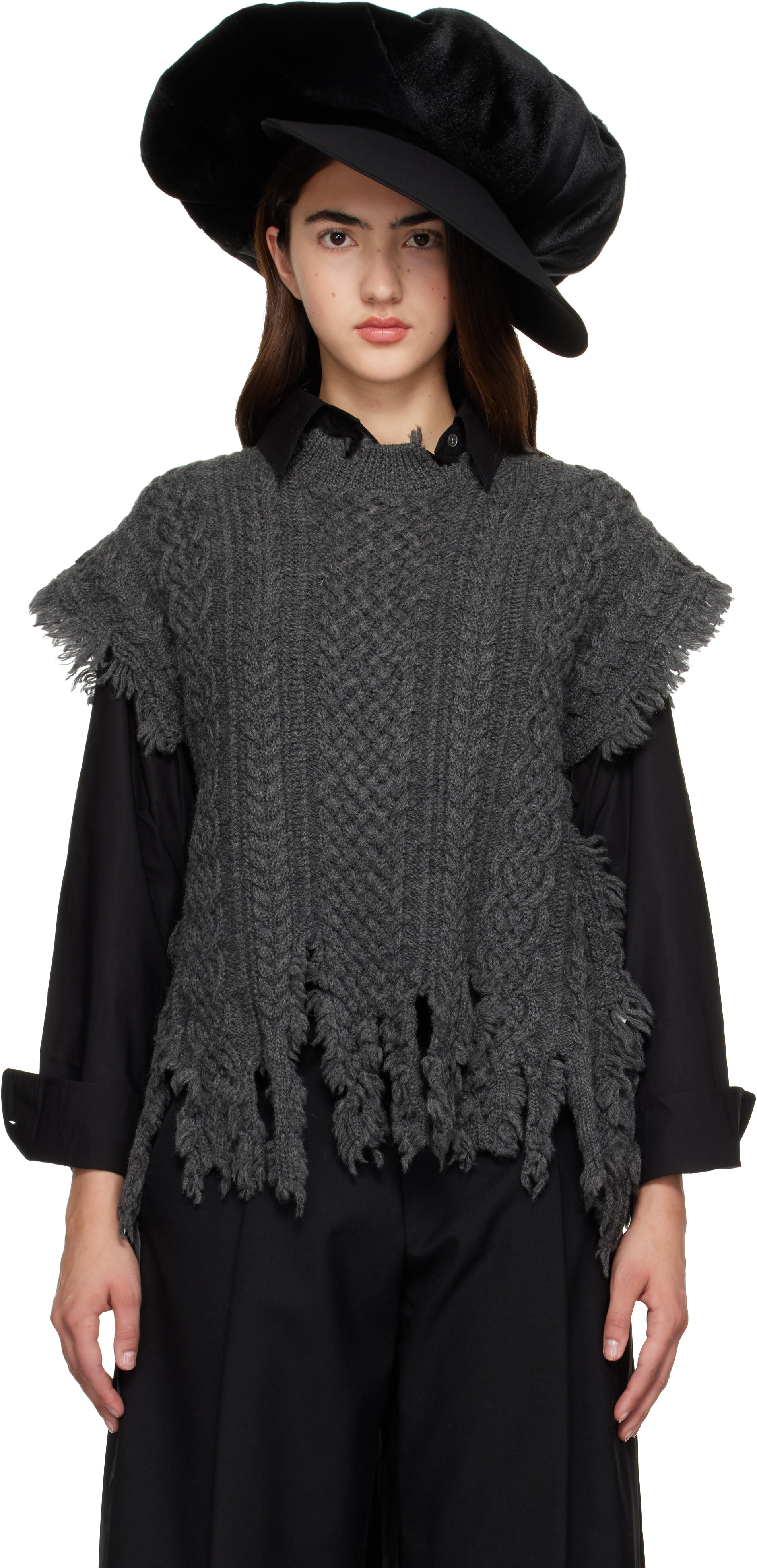 Junya Watanabe - Gray Cable Knit Vest