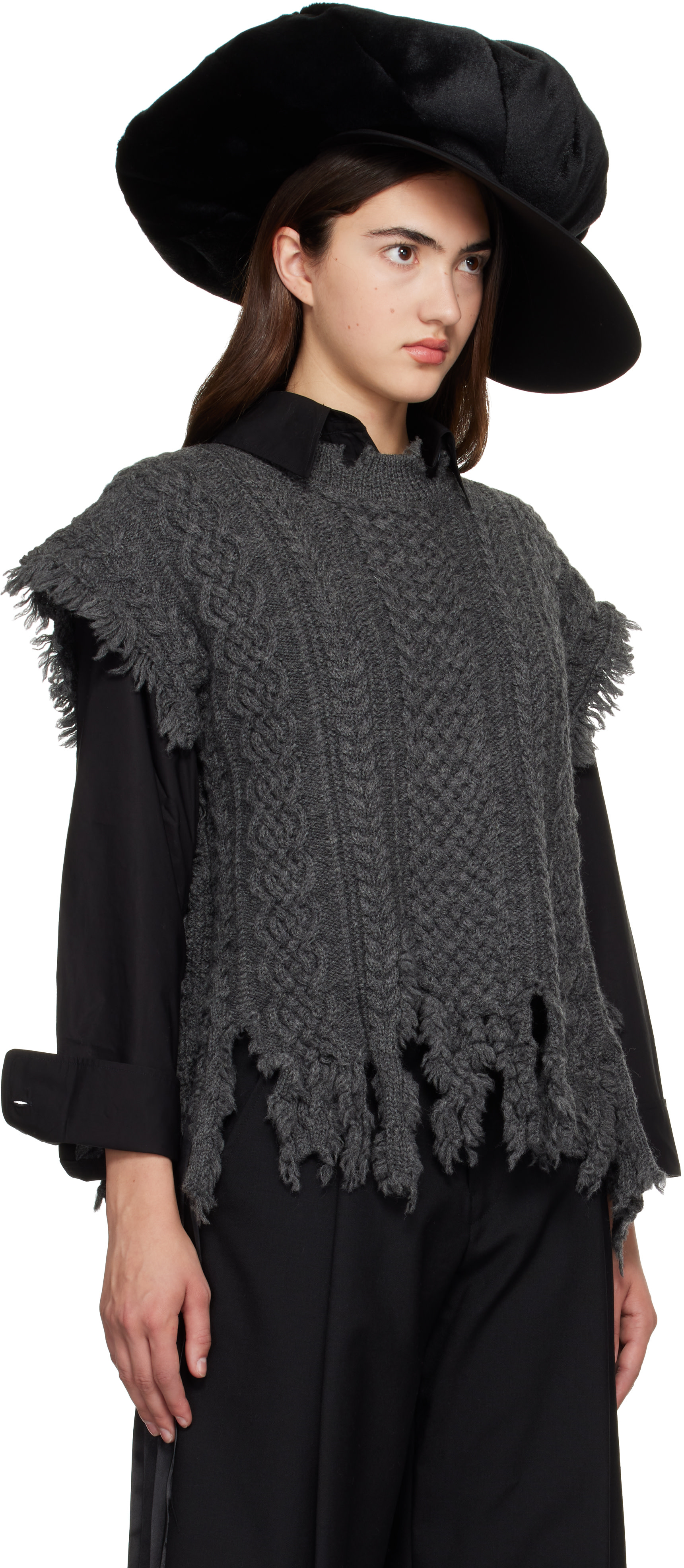 Junya Watanabe - Gray Cable Knit Vest