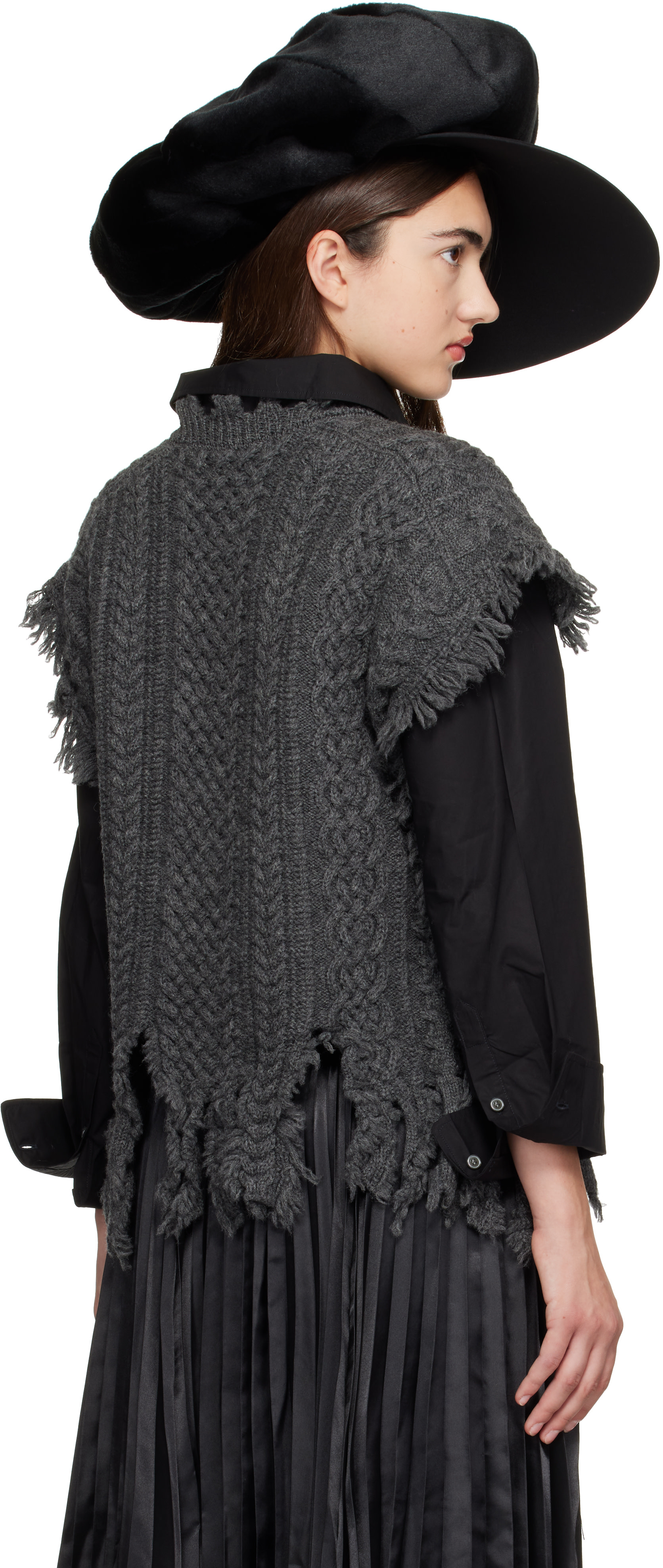 Junya Watanabe - Gray Cable Knit Vest