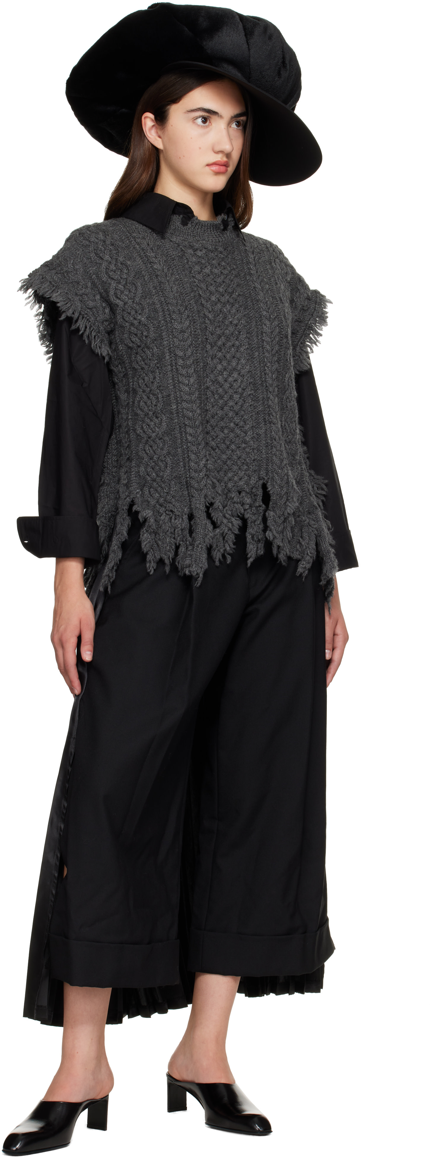 Junya Watanabe - Gray Cable Knit Vest