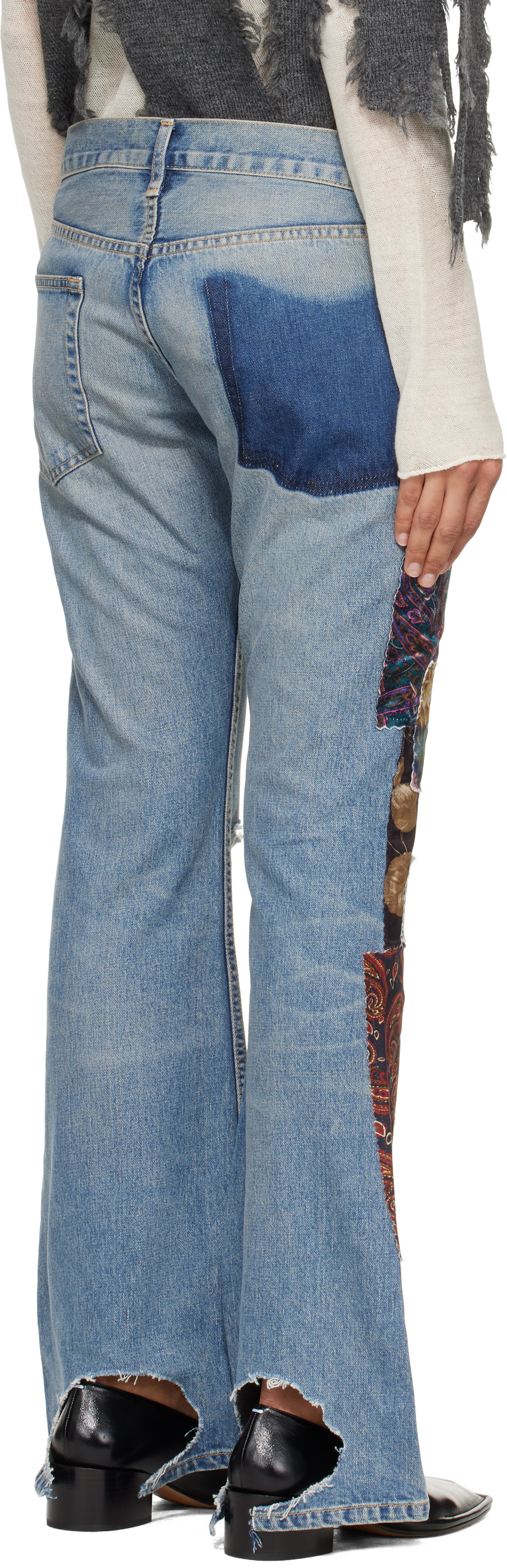 Junya Watanabe - Jean bleu à patchwork
