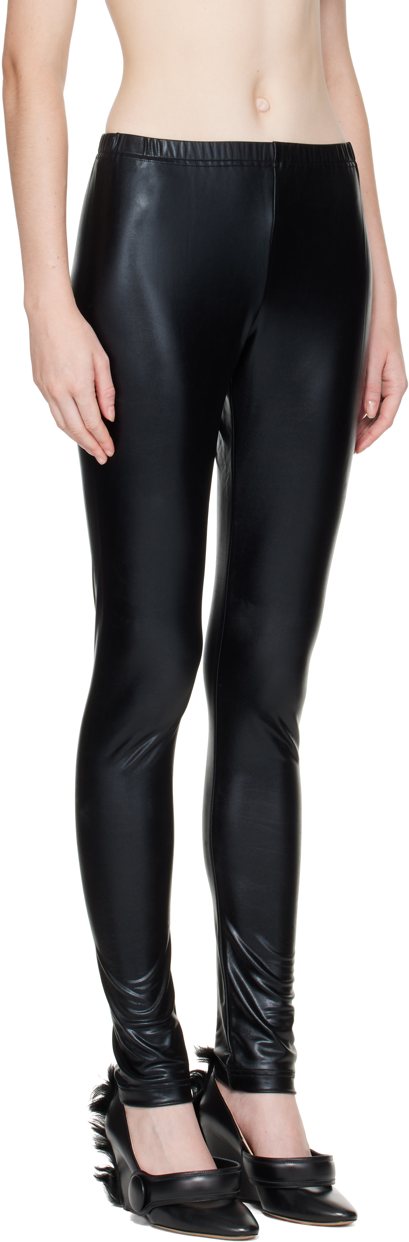 Junya Watanabe - Legging noir en jersey extensible de nylon