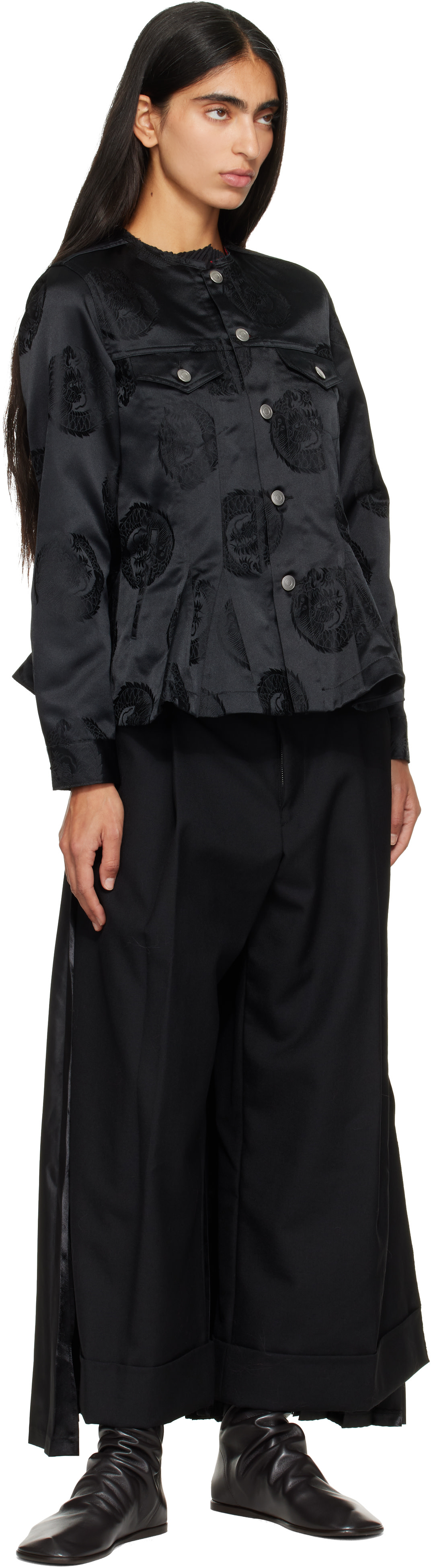 Junya Watanabe: Black Wool Skirt Trousers | SSENSE
