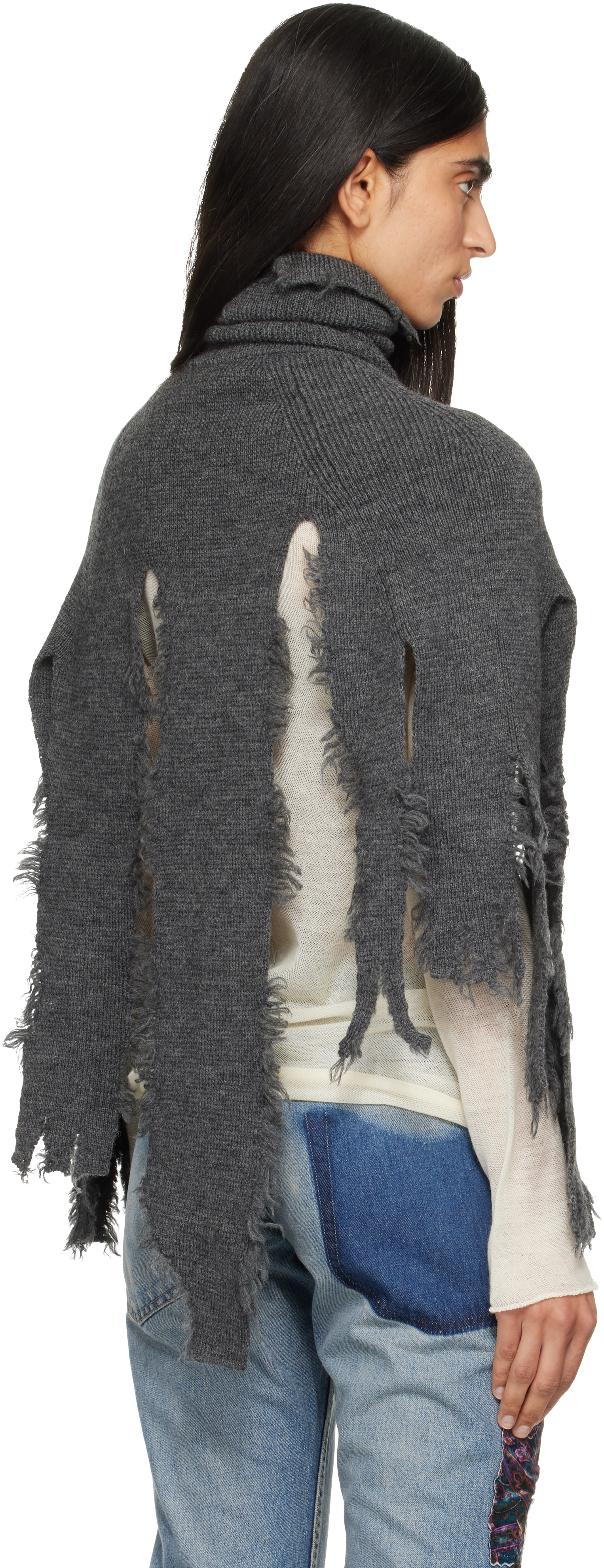 Junya Watanabe - Gray Wool Turtleneck Cape