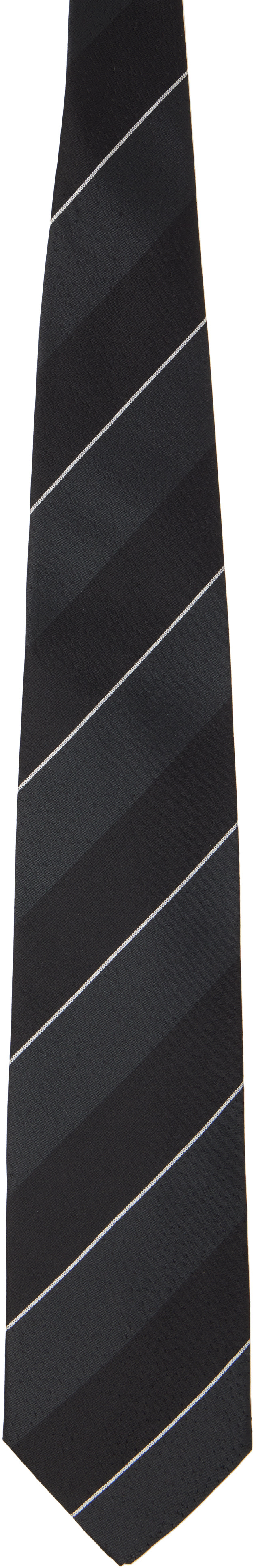 Junya Watanabe - Black Silk Stripe Tie