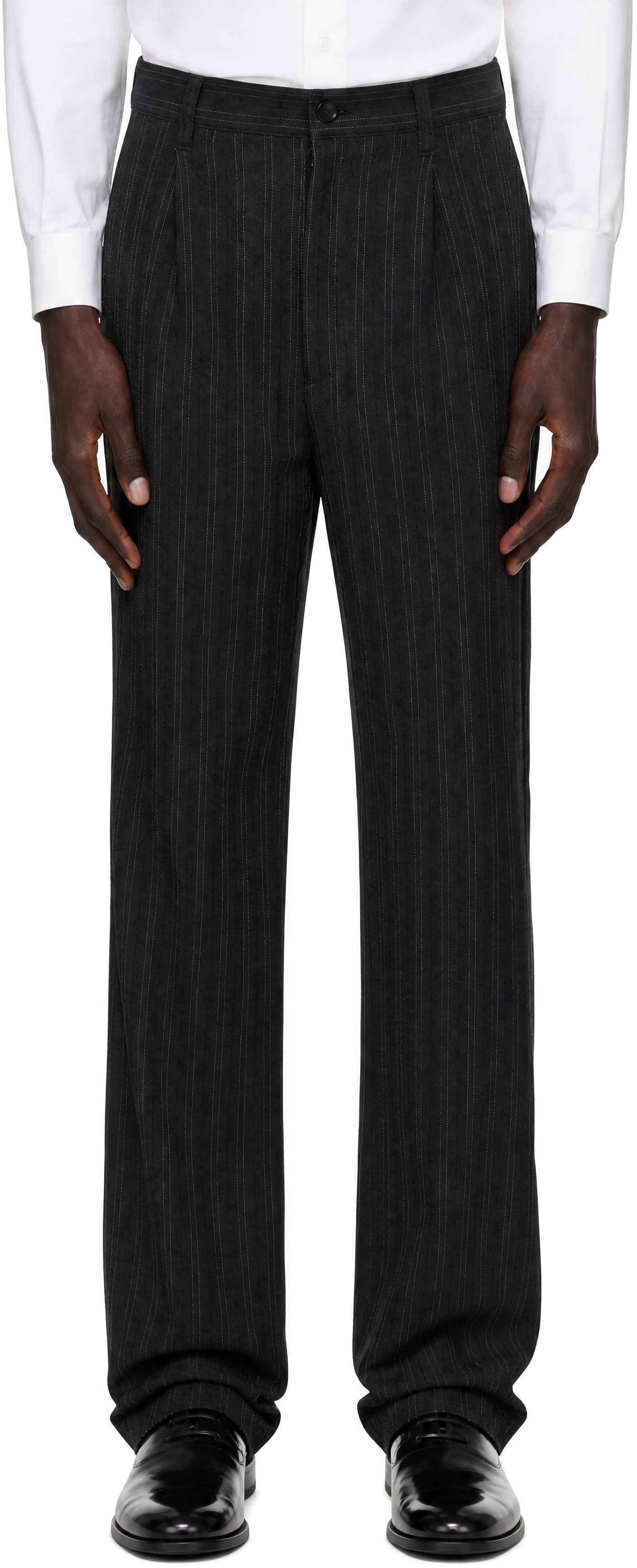 Junya Watanabe - Pantalon gris à rayures