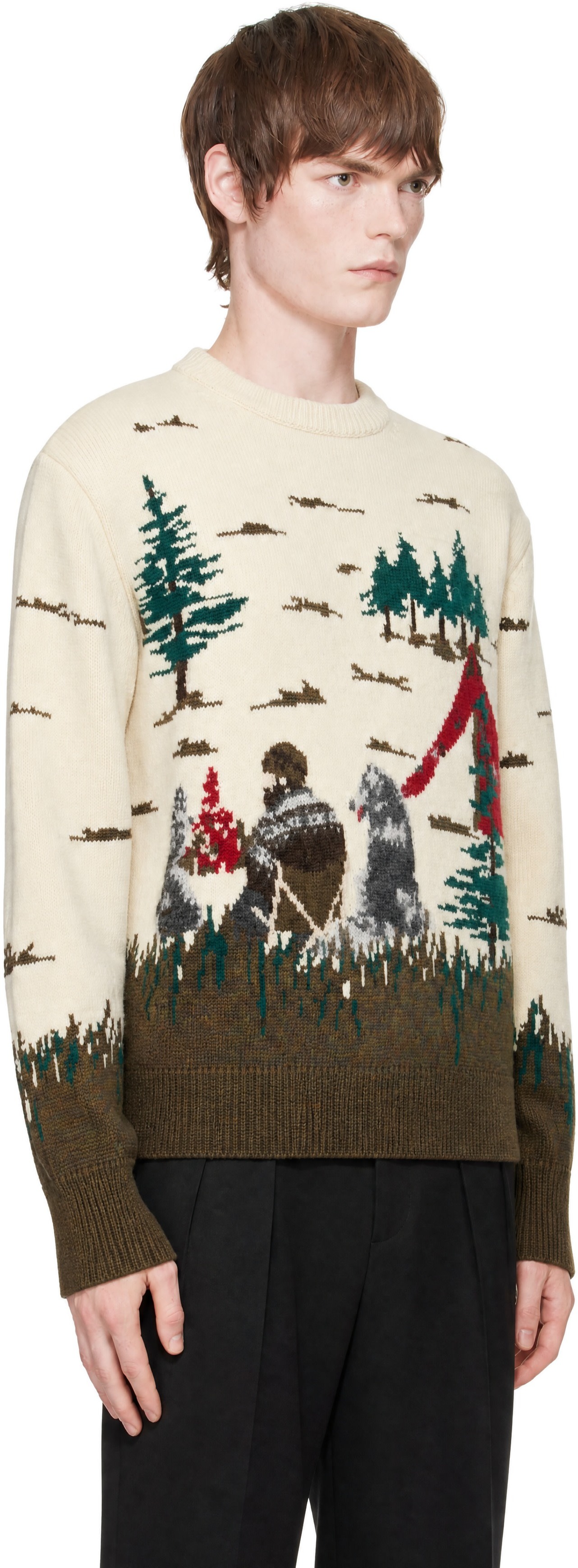 Junya Watanabe - Off-White & Khaki Wool Sweater