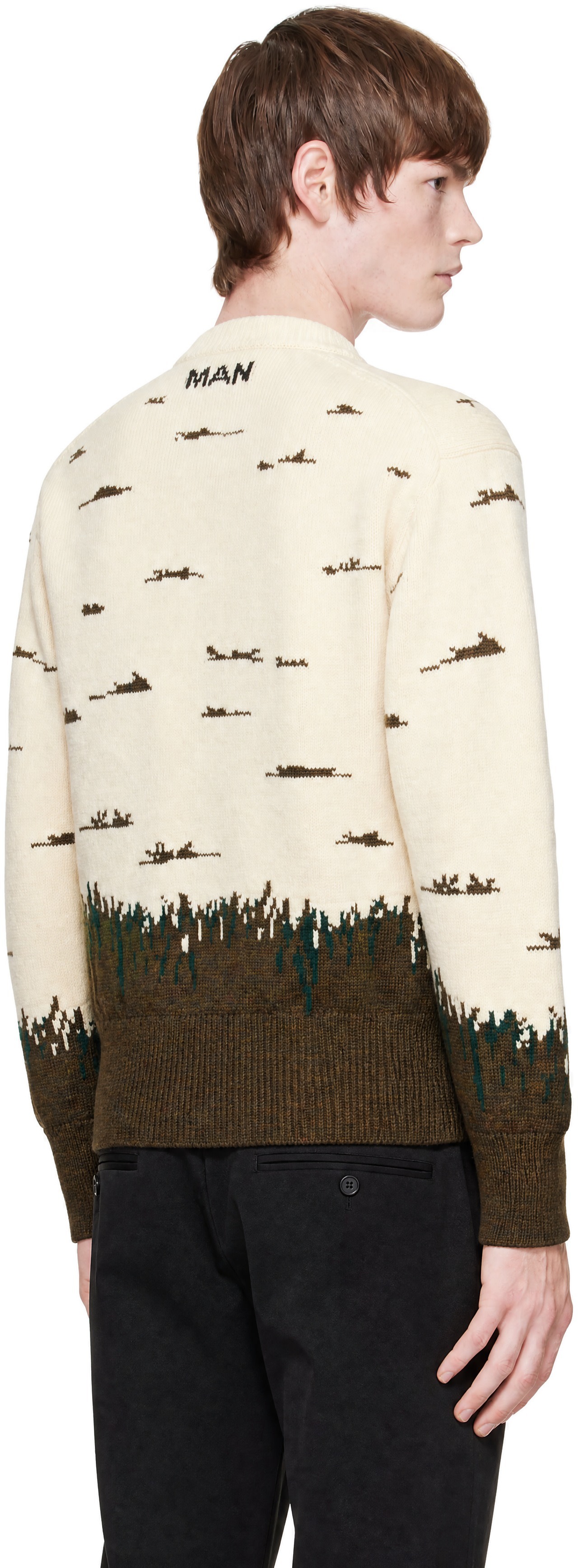 Junya Watanabe - Off-White & Khaki Wool Sweater