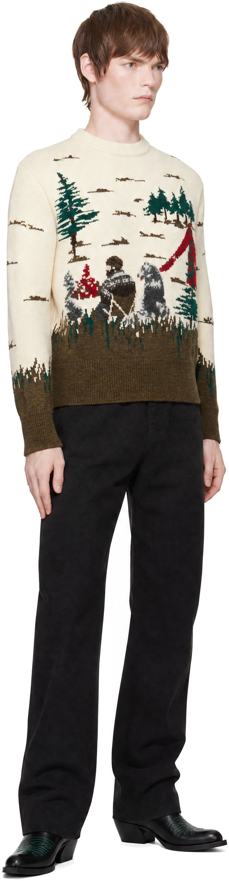 Junya Watanabe - Off-White & Khaki Wool Sweater