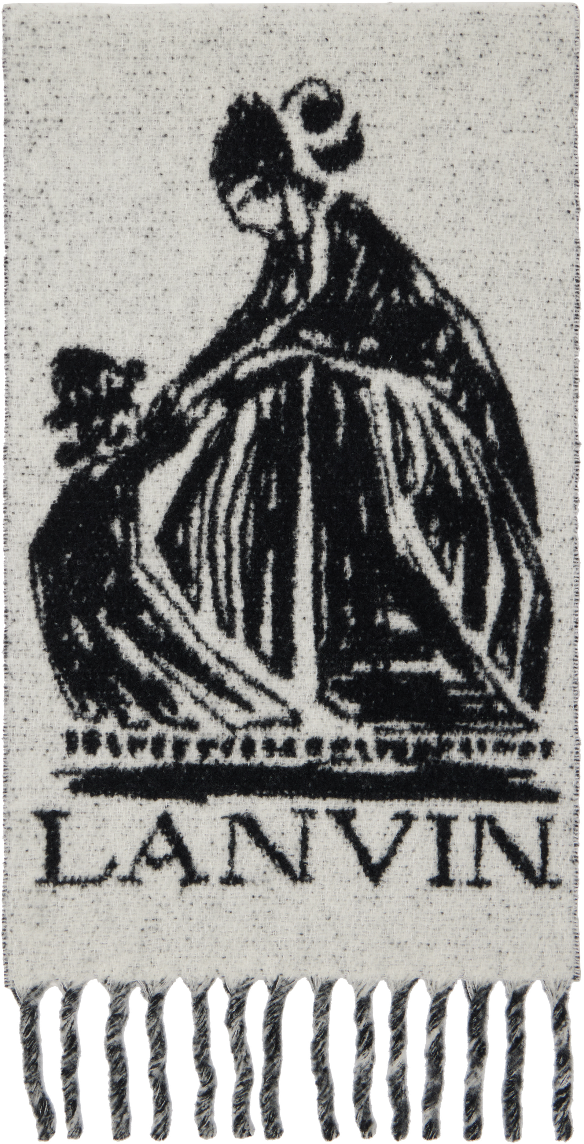 Lanvin: Black & Gray Mother & Daughter Wool Scarf | SSENSE Saudi