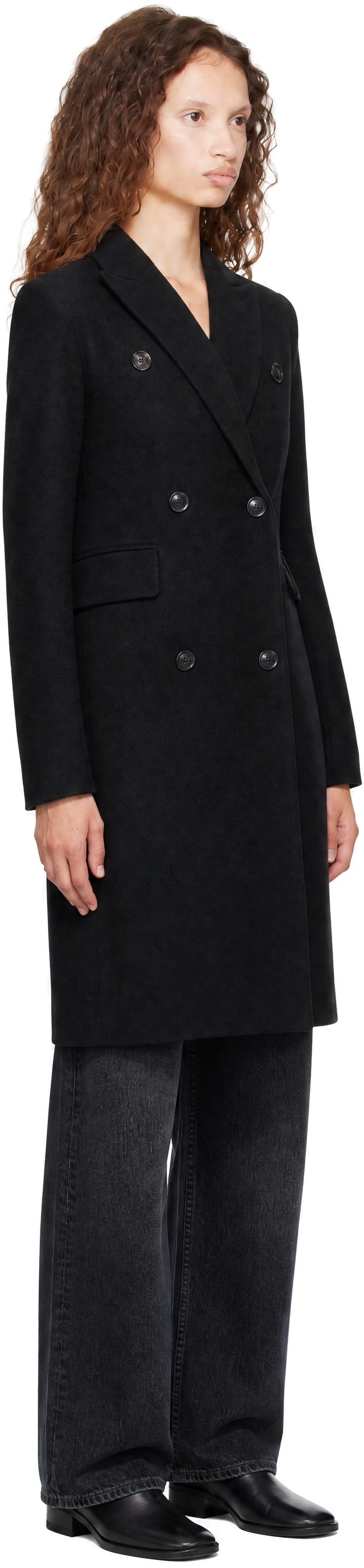 COOR - Black Over Size Double Coat