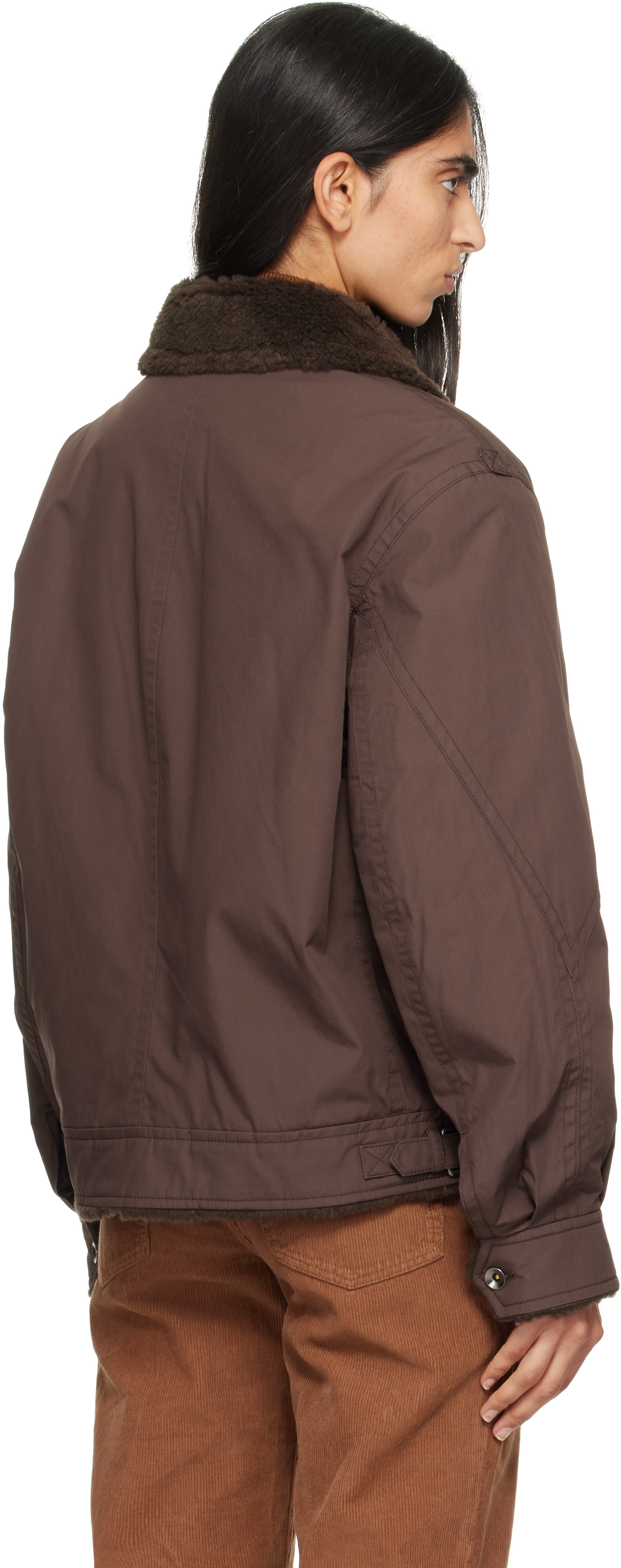 COOR - Blouson B-3 brun en coton à doublure en molleton