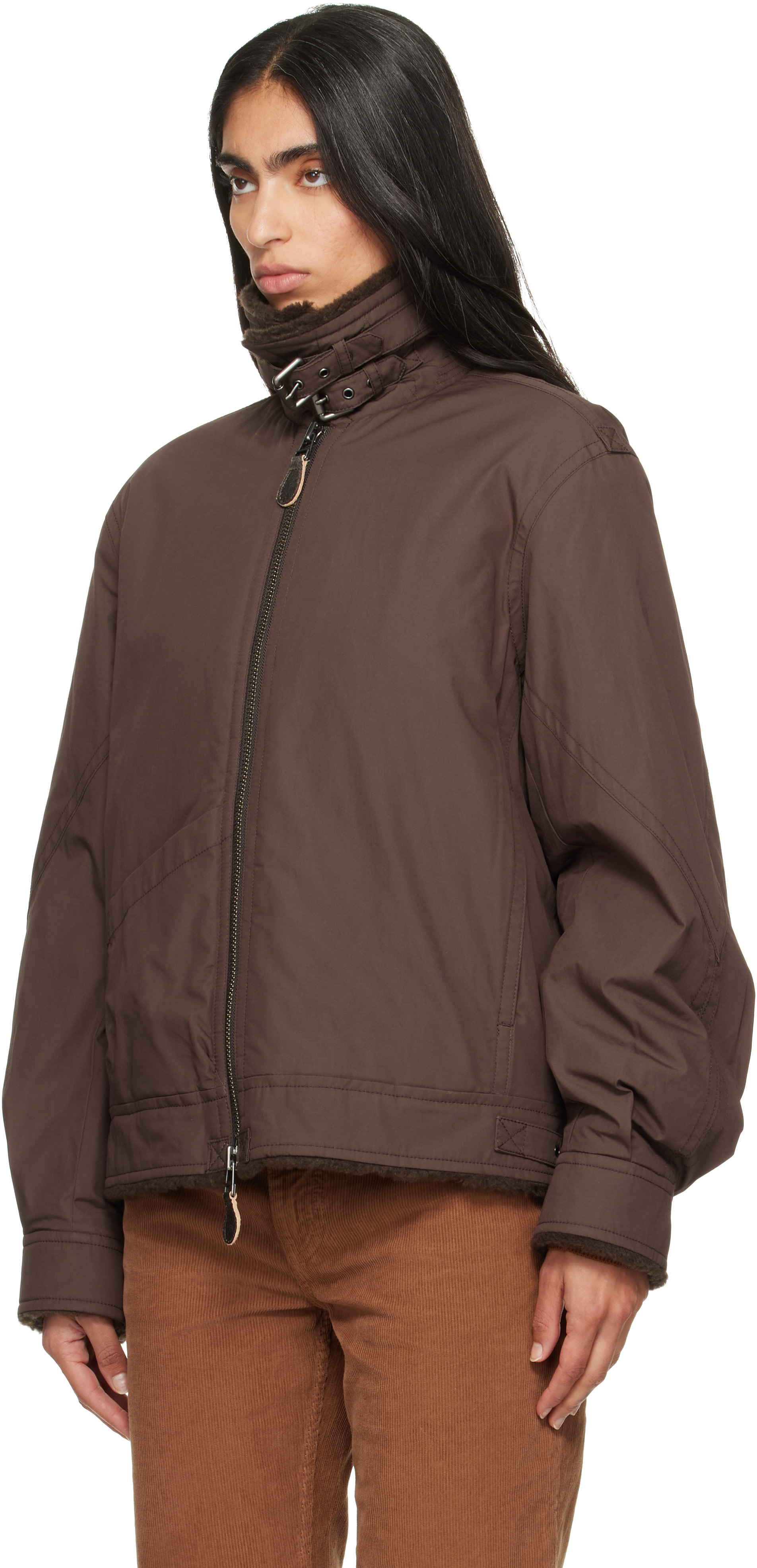 COOR - Blouson B-3 brun en coton à doublure en molleton