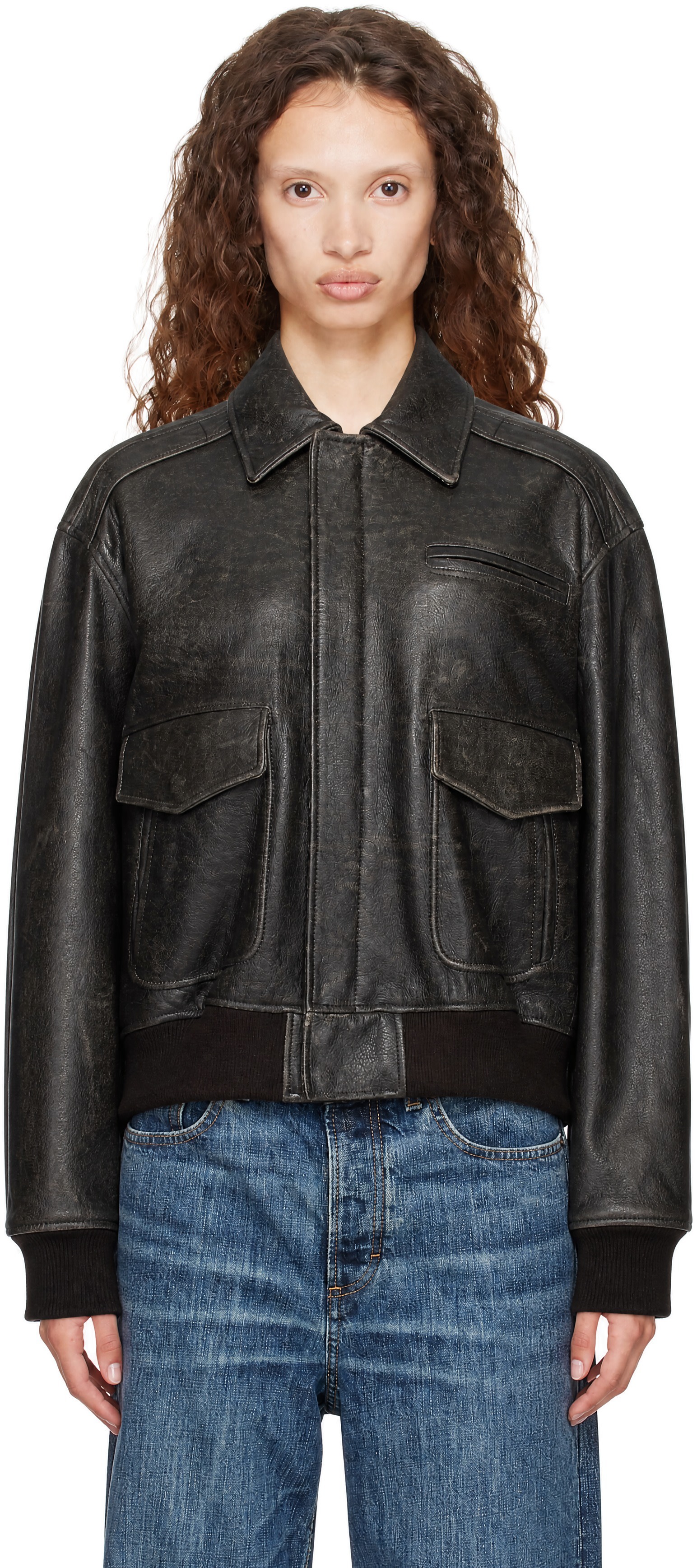 ジャケット・アウター Vintage 90s cow single leather jacket COOR: Brown Vintage Cow Skin Oversized Leather Jacket | SSENSE