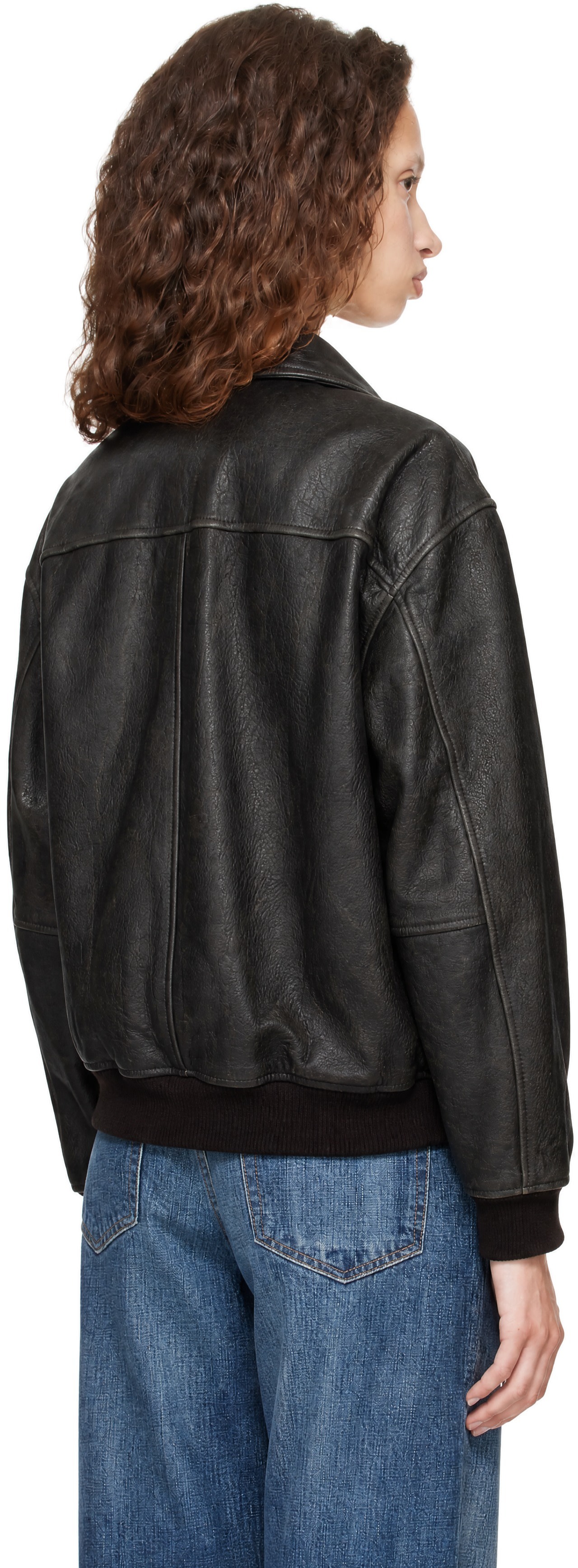 COOR: Brown Vintage Cow Skin Oversized Leather Jacket | SSENSE