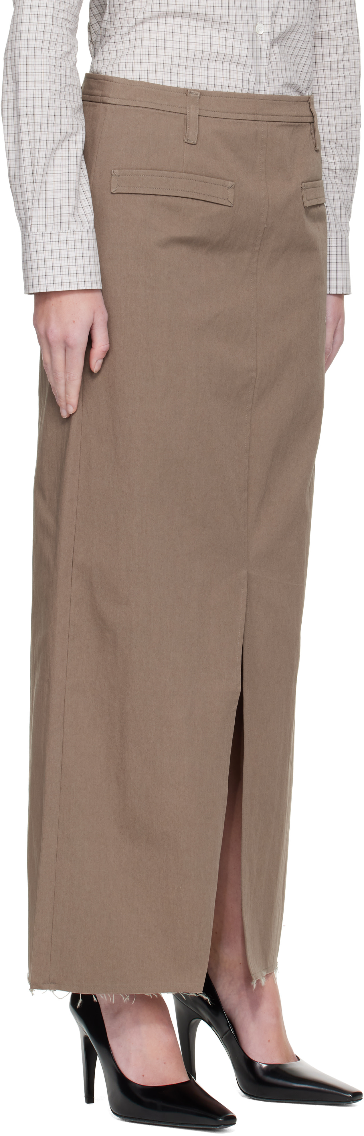 COOR - Jupe midi décontractée kaki en coton