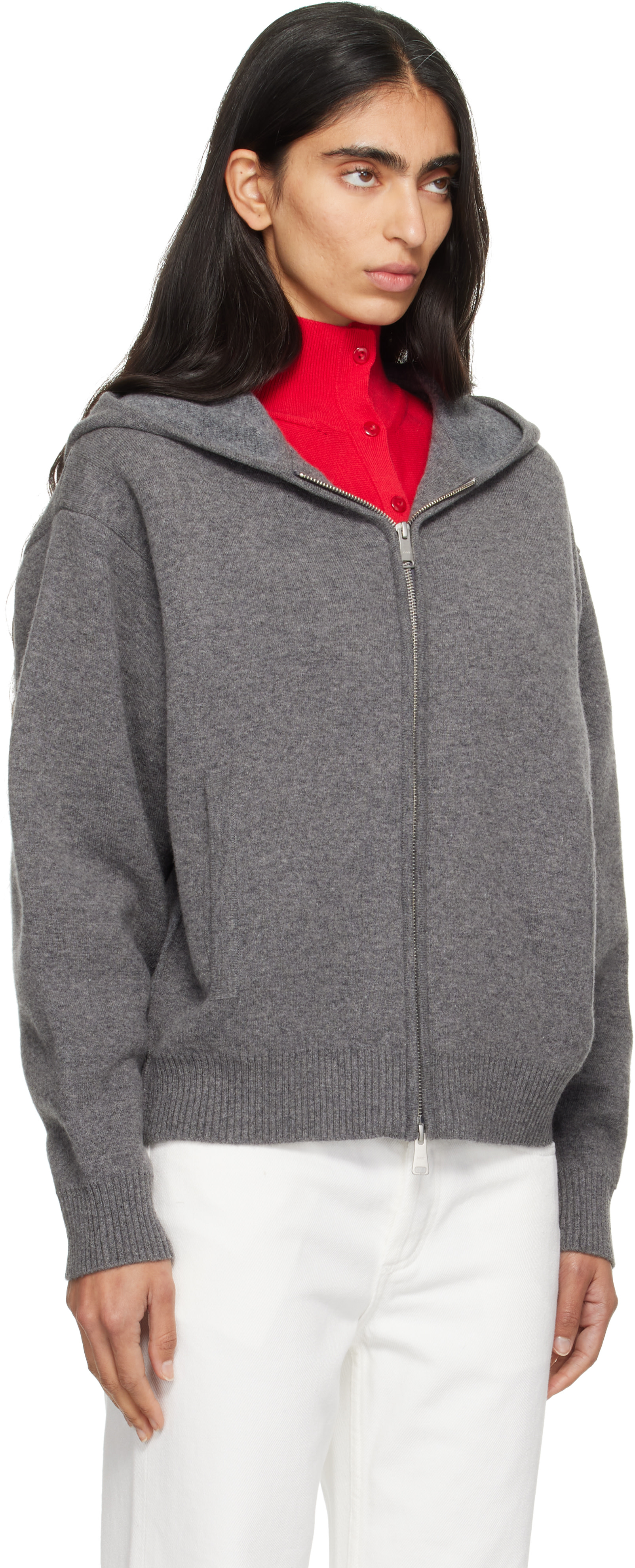 せ*様 COOR 2025AW Double-faced wool zip ja COOR: Gray Double Face Wool Zip-Up Hoodie | SSENSE Canada