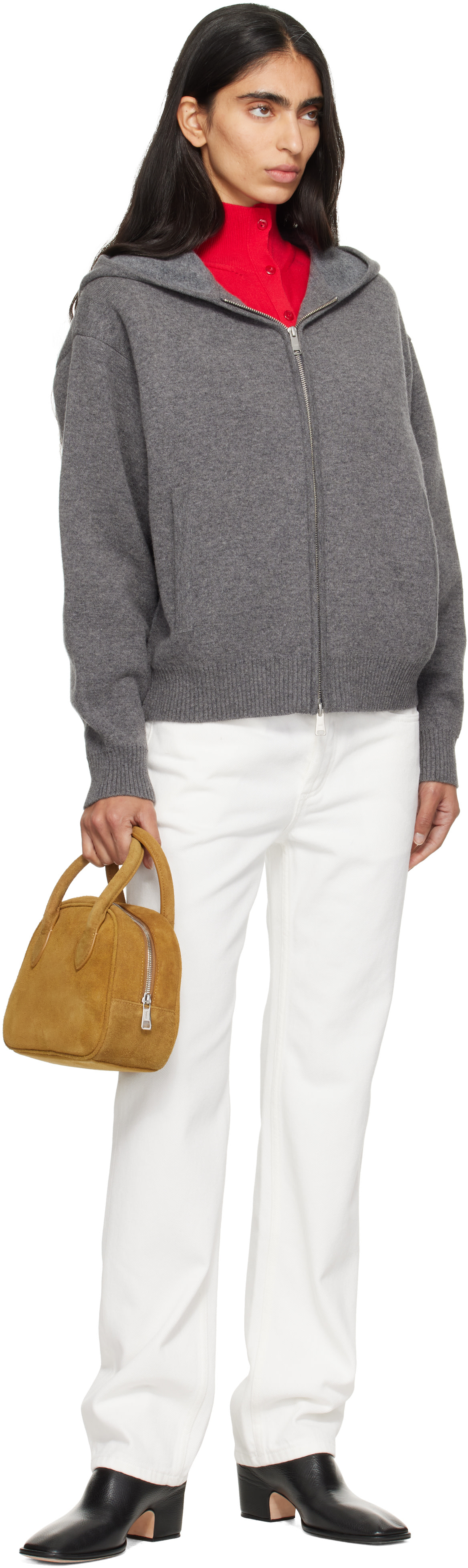 COOR: Gray Double Face Wool Zip-Up Hoodie | SSENSE Canada