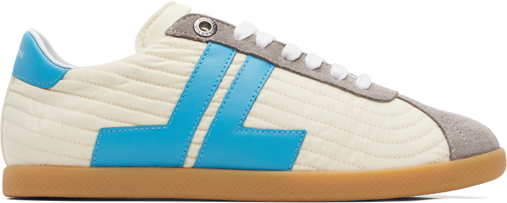 Lanvin - Baskets Glen 2.0 blanc cassé et bleu